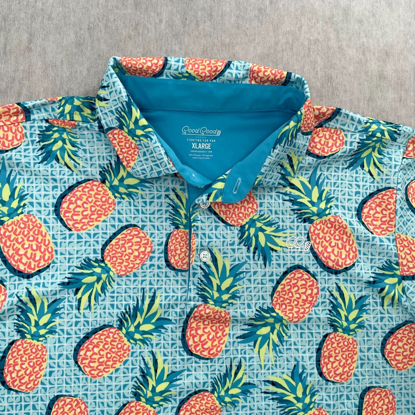 Vintage Good Good Polo Shirt Mens XL Blue Pineapple Geometric Hawaiian Performance Golf Shirt Size US XL / EU 56 / 4 - 3 Thumbnail