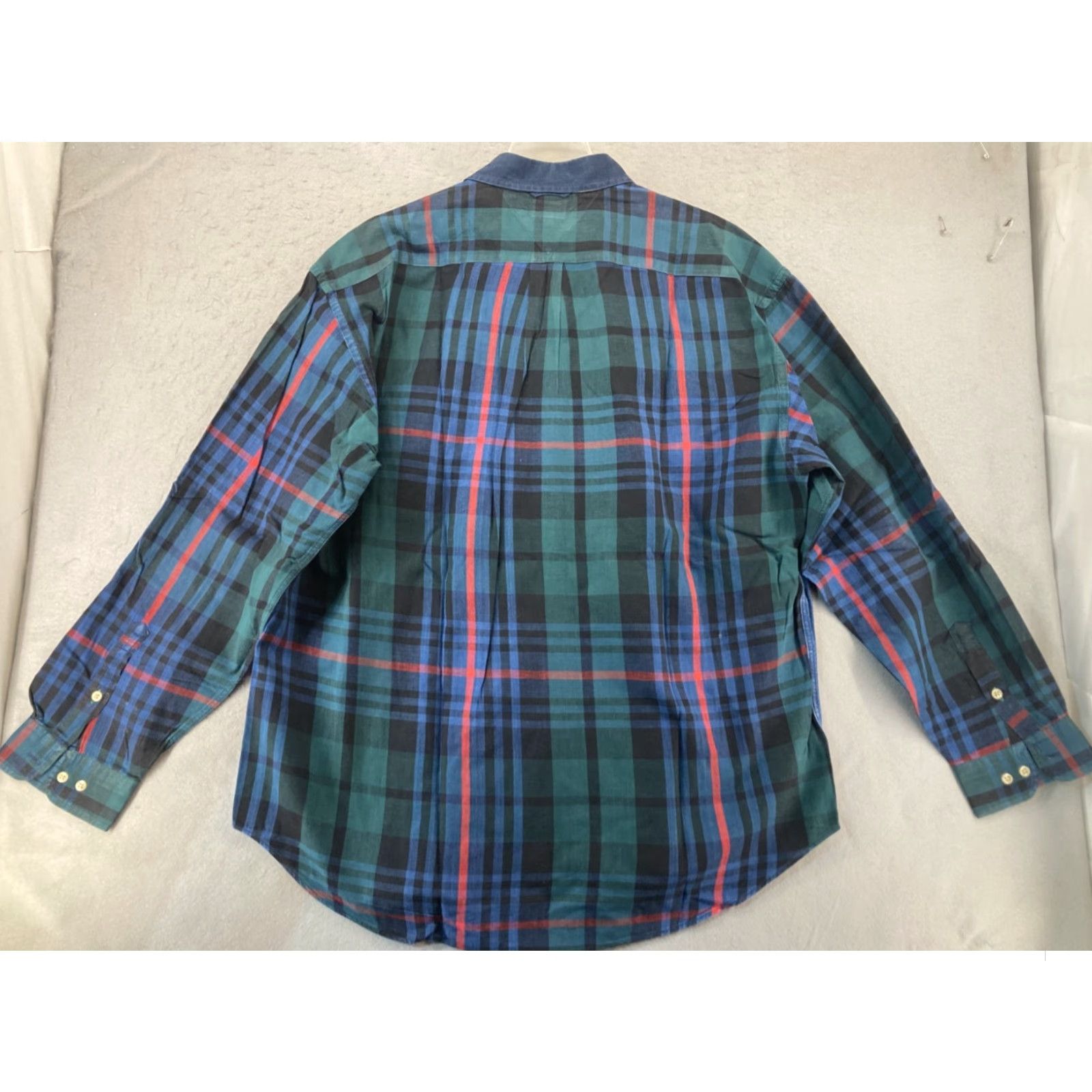 Tommy Hilfiger VTG Tommy Hilfiger Long Sleeve Button Down Shirt Mens L Denim and Green Plaid Size US L / EU 52-54 / 3 - 7 Thumbnail