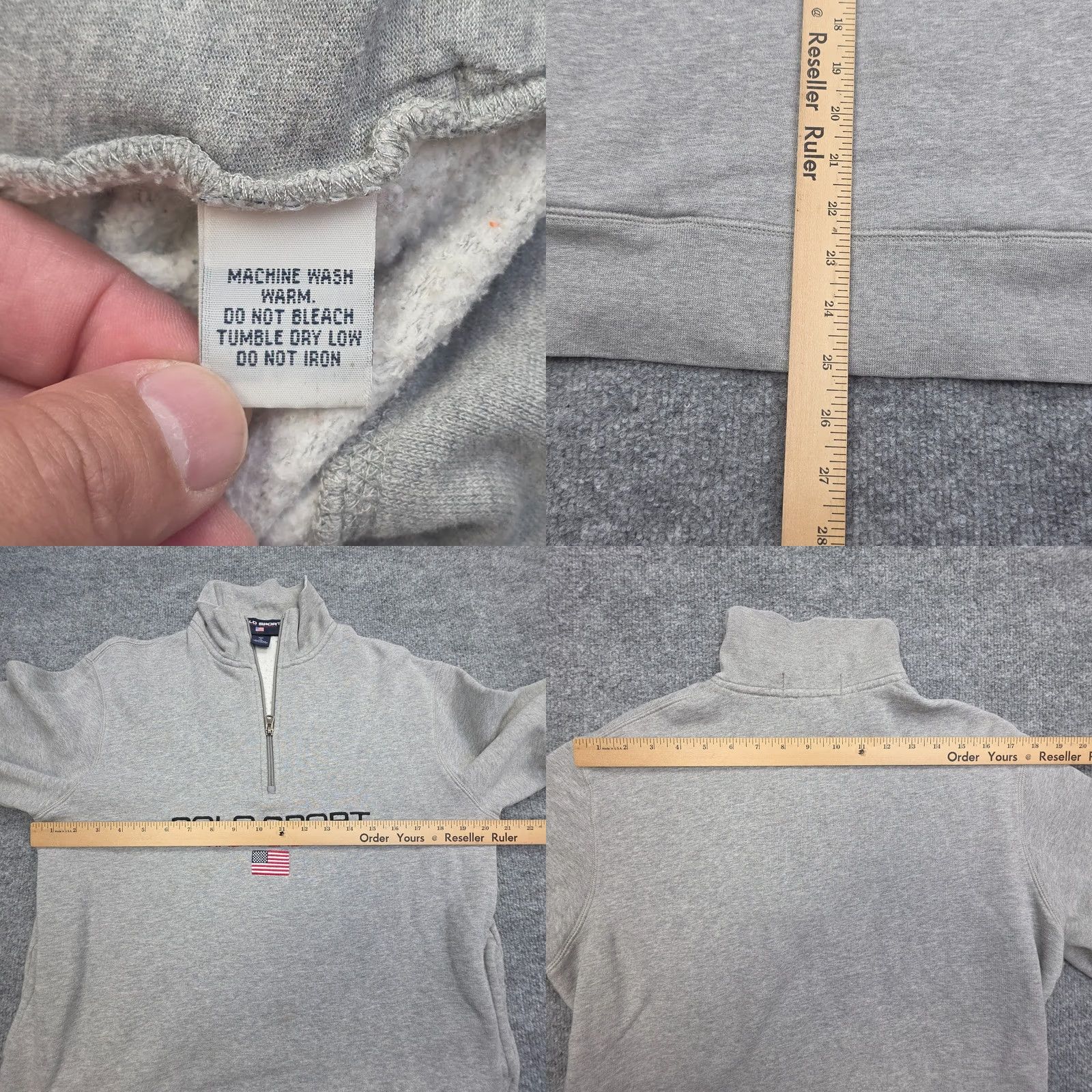 Vintage Polo Sport Ralph Lauren Sweater Men's Medium Gray 1/4 Zip Flag Spellout Size US M / EU 48-50 / 2 - 8 Thumbnail