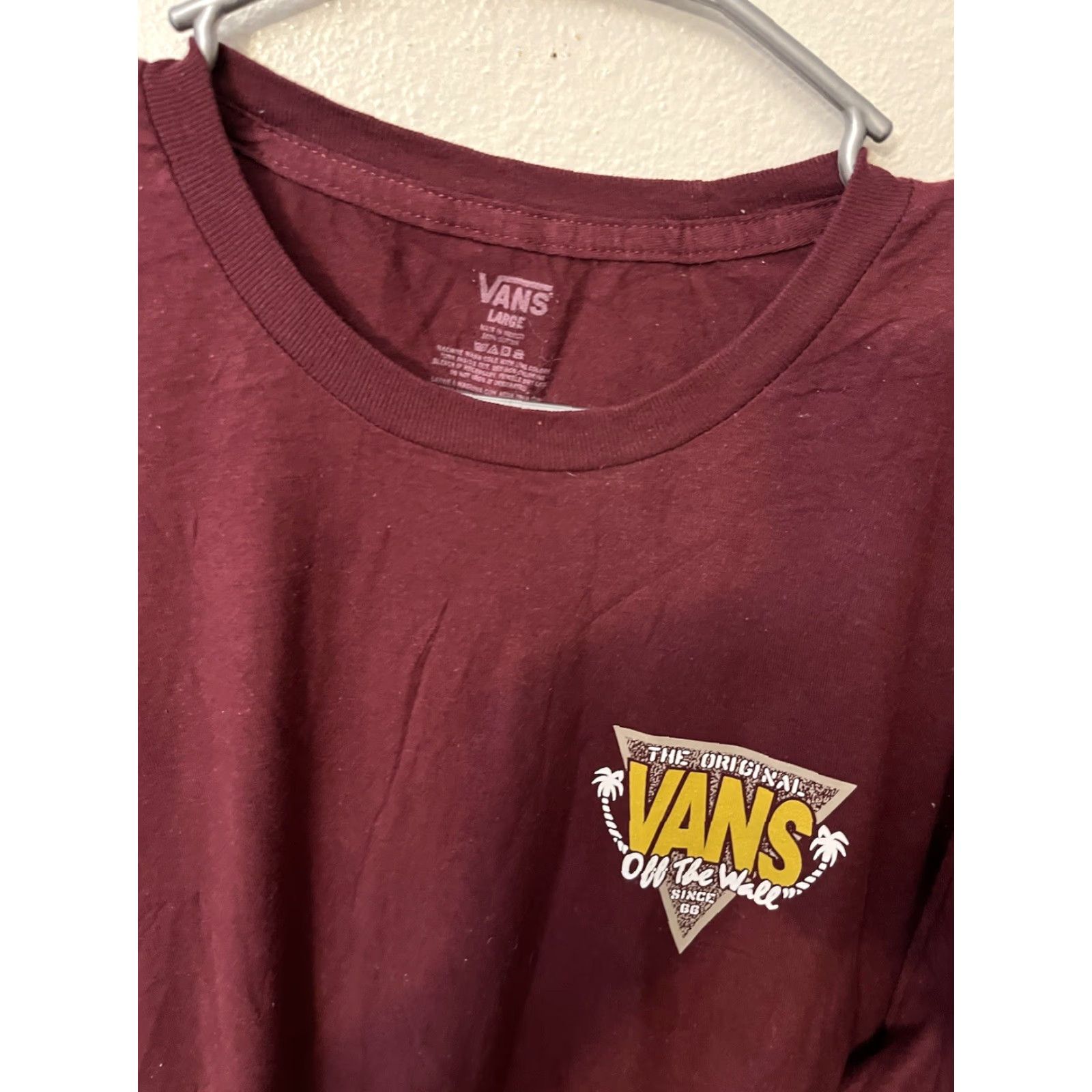 Vans Vans Off The Wall T Shirt Men L Maroon Graphic Embroidered Flowers Reg Fit Size US L / EU 52-54 / 3 - 2 Thumbnail