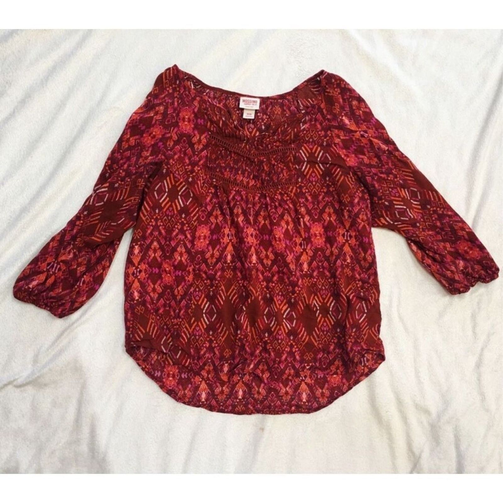 Other Mossimo Red Paisley Peasant Top | Sz M Size M / US 6-8 / IT 42-44 - 2 Thumbnail