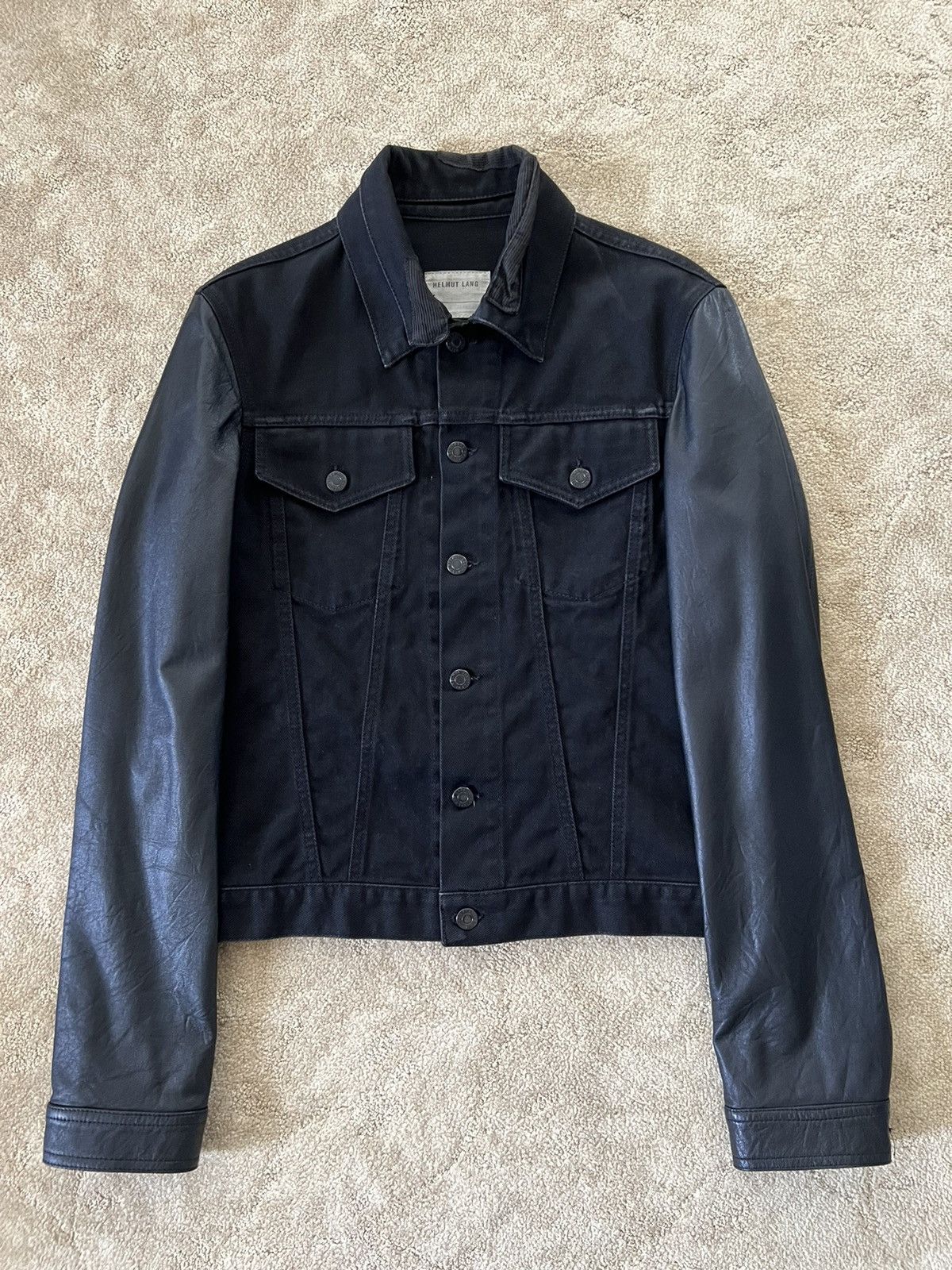 Helmut Lang Helmut Lang SS04 Double Leather Sleeve Trucker | Grailed