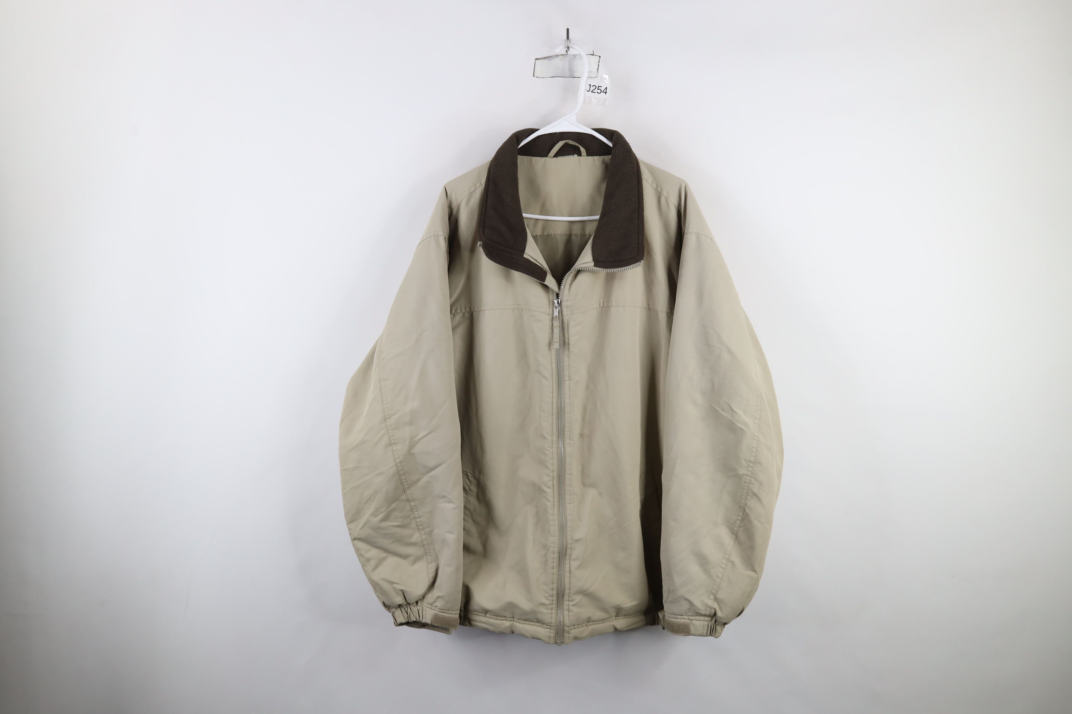 Vintage Vintage 90s Streetwear Blank Full Zip Bomber Jacket Beige Size US XXL / EU 58 / 5 - 1 Thumbnail
