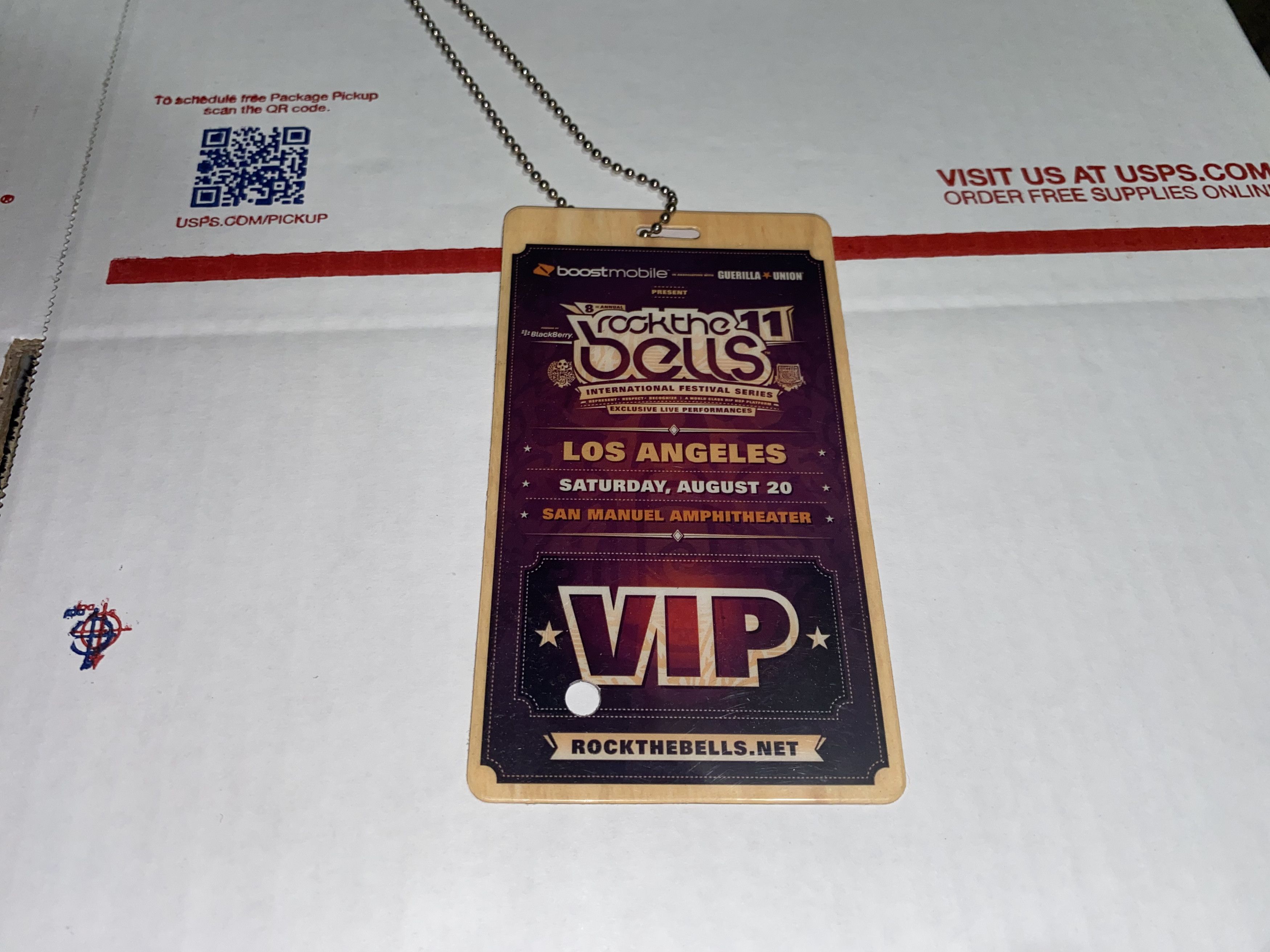Vintage 2011 Rock the Bells Festival Music Concert VIP pass RARE tee Size ONE SIZE - 2 Thumbnail