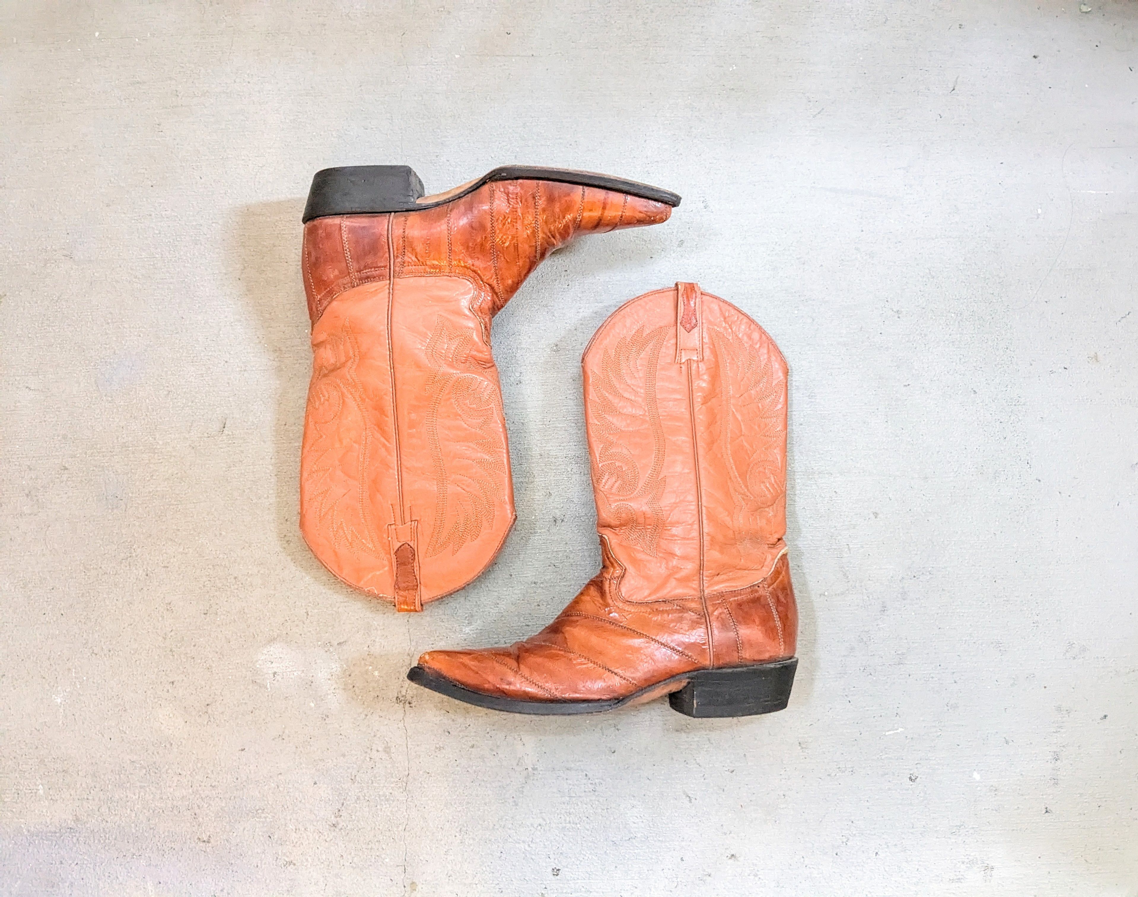 Genuine Leather Nopal Cowboy Boots 9.5 Brown Eel Leather Mexico Exotic Size US 9.5 / EU 42-43 - 1 Thumbnail