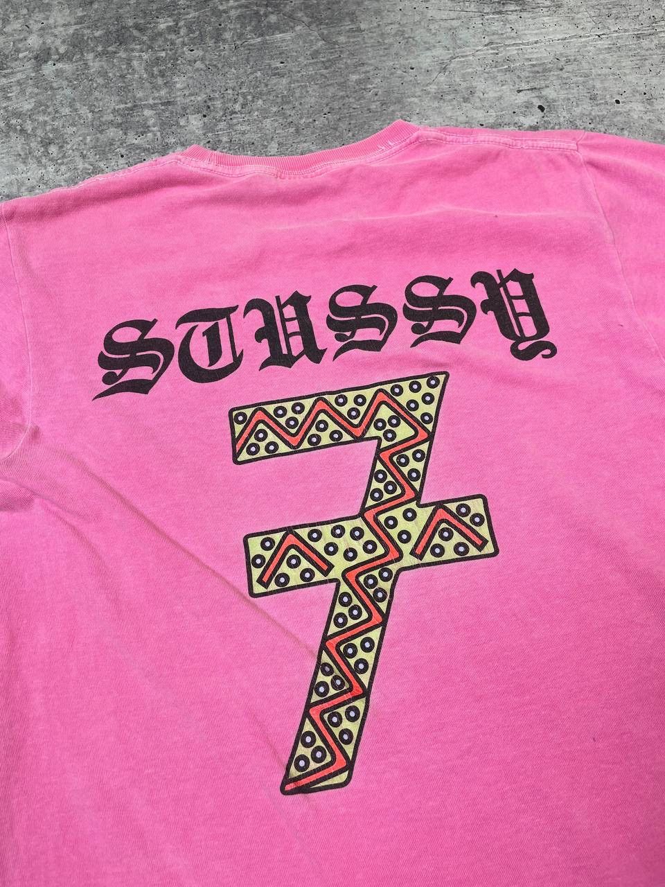 Stussy Vintage Stussy 7 Big Logo Pink Tee T-Shirt Y2K Size US S / EU 44-46 / 1 - 8 Thumbnail