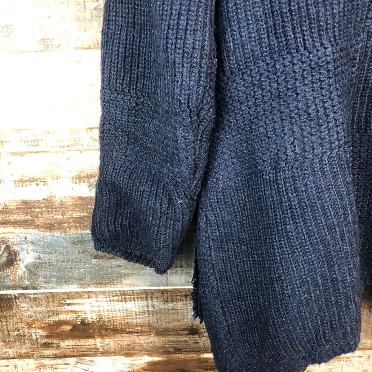 Vintage DL Japan Dark Blue ripped Cardigan Knitwear #C527 Size US M / EU 48-50 / 2 - 13 Thumbnail