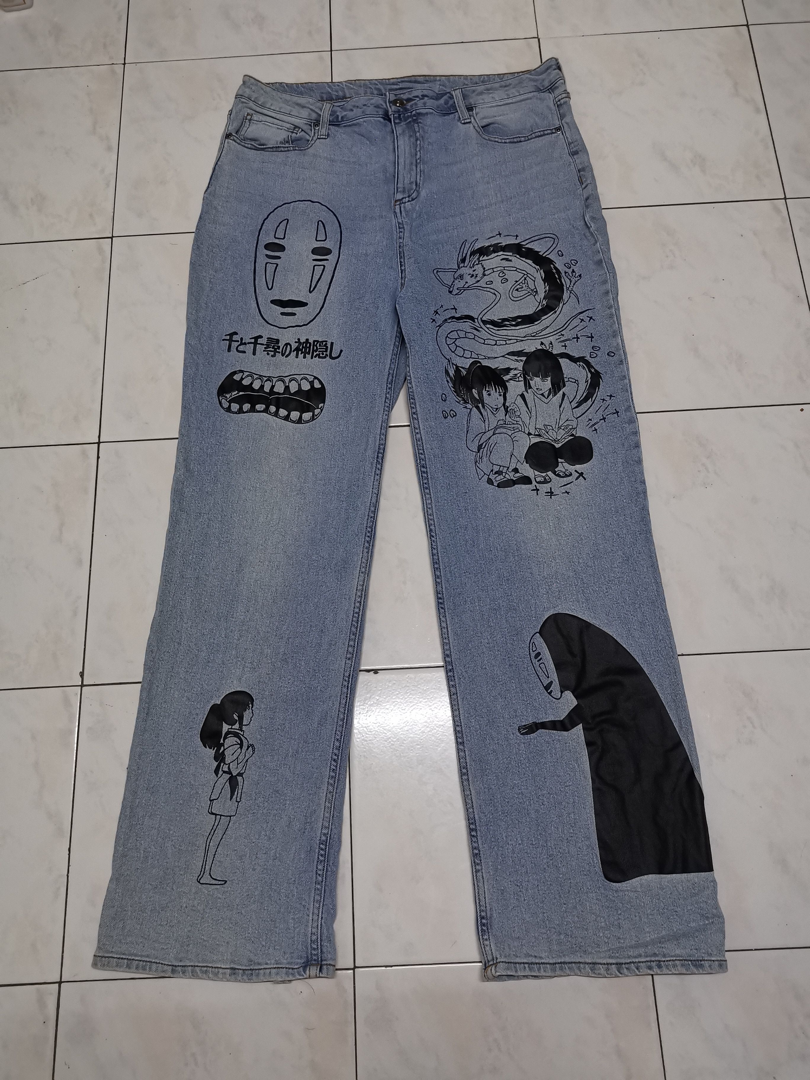 If Six Was Nine Studio ghibli distressed jeans Size US 35 - 1 Thumbnail
