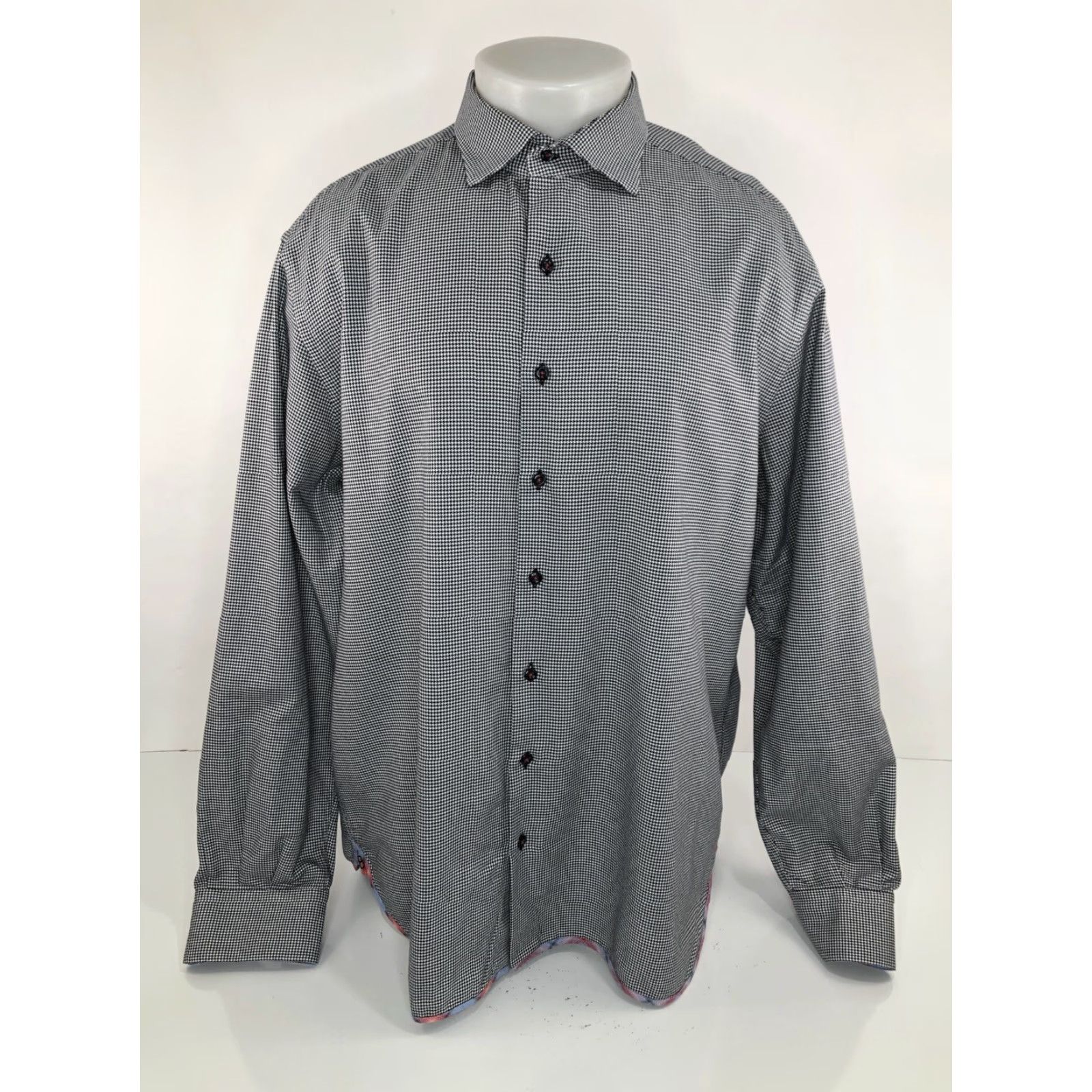 Vintage HAMMER MADE HOUNDSTOOTH Mens Shirt 48 / 185 / XL Flip Cuff Shine Button-Up Long Sleeve Black White Vintage? Size US S / EU 44-46 / 1 - 2 Thumbnail