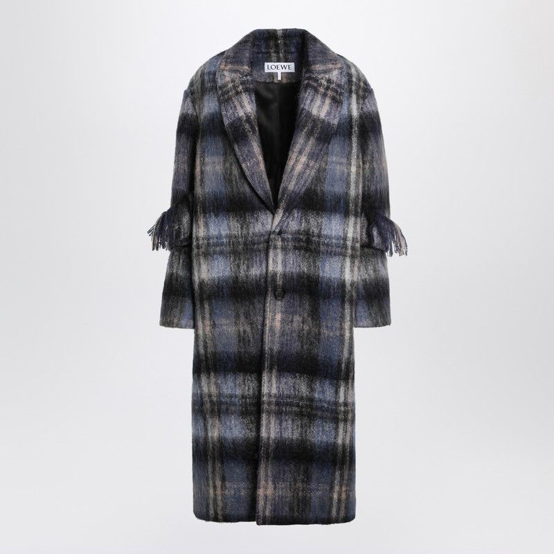 Loewe Loewe Blue Checked Coat In Mohair And Wool Blend Size S / US 4 / IT 40 - 1 Thumbnail