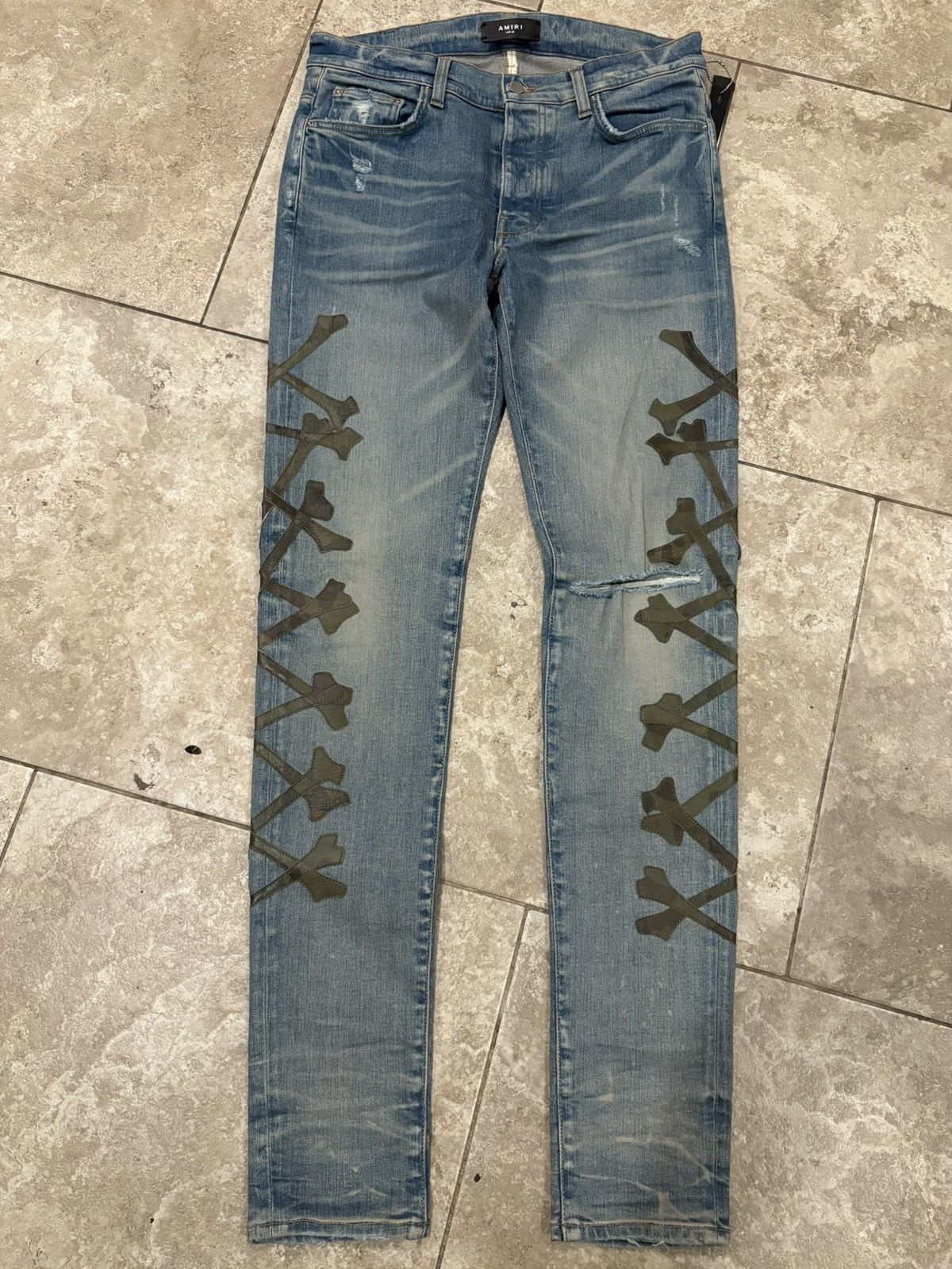 Indigo green camo bone amiri