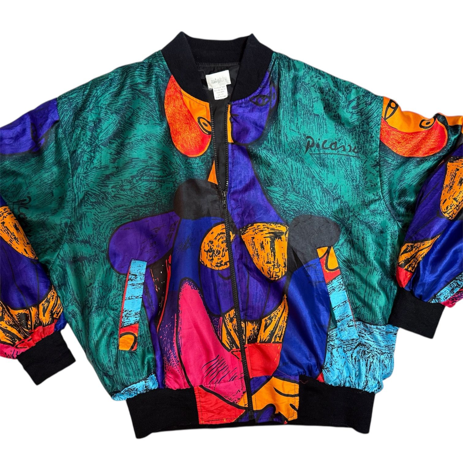 Vintage 1980s Picasso Abstract Art Print Bomber Jacket OS Size US L / EU 52-54 / 3 - 1 Thumbnail