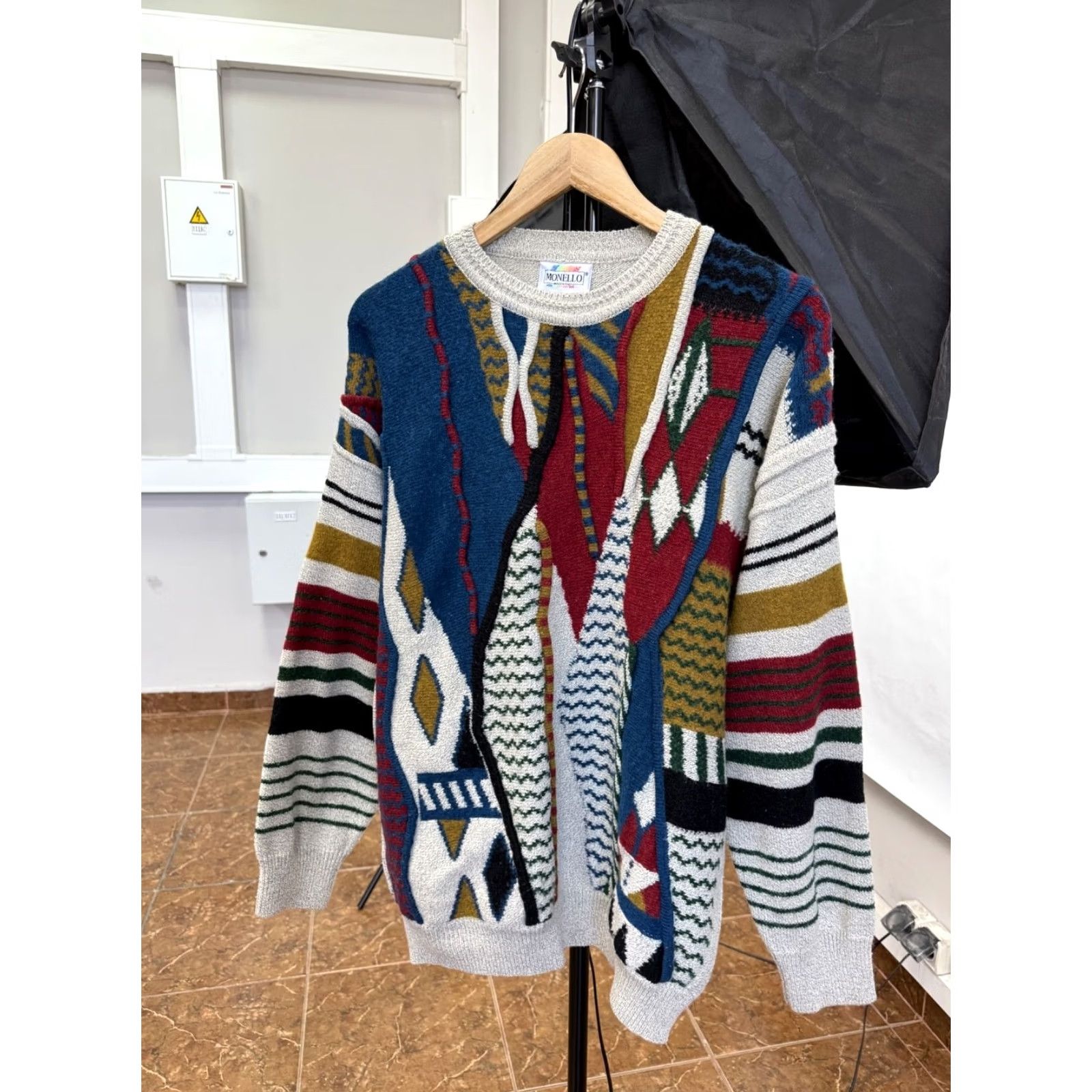 Tonello 🇮🇹 Vintage 90s Monello Sweater Made in Italy Coogi Style Rare Size L/XL Size US L / EU 52-54 / 3 - 2 Thumbnail