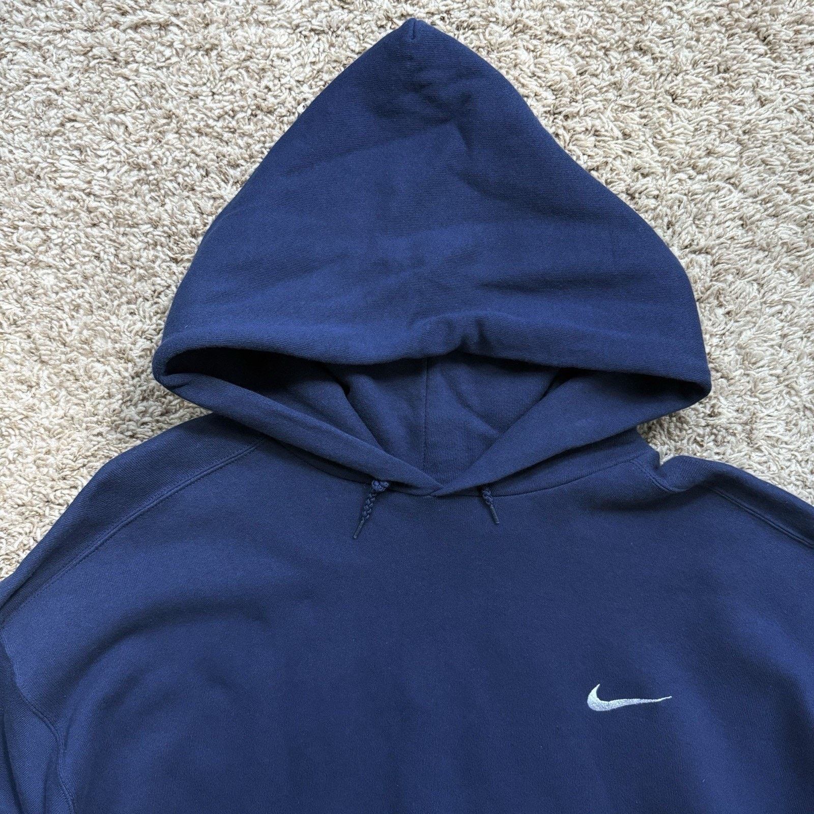 Nike × Vintage Vintage 90’s Nike Navy Blue Hoodie Made in USA Men’s Size XL Size US XL / EU 56 / 4 - 2 Thumbnail