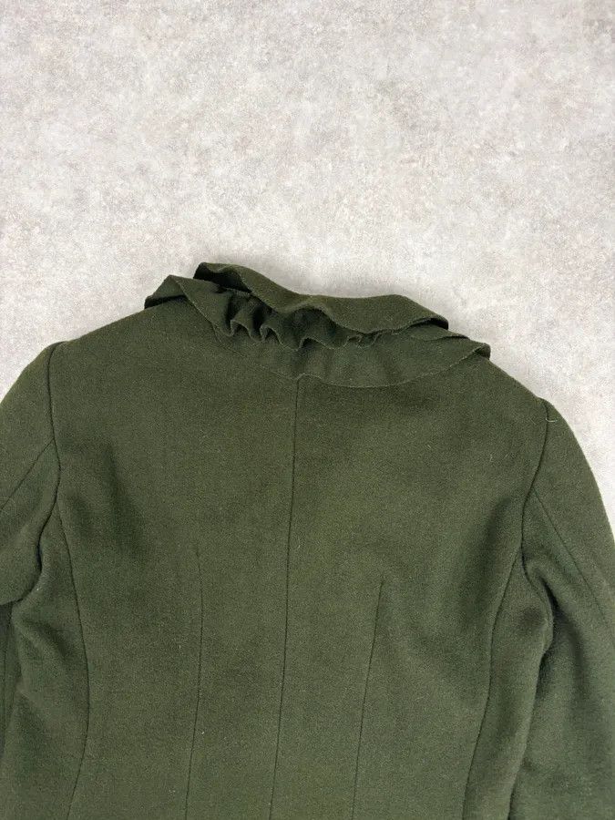 Moschino 2010s Moschino Olive Wool Ruffled Blazer Jacket Size S / US 4 / IT 40 - 7 Thumbnail