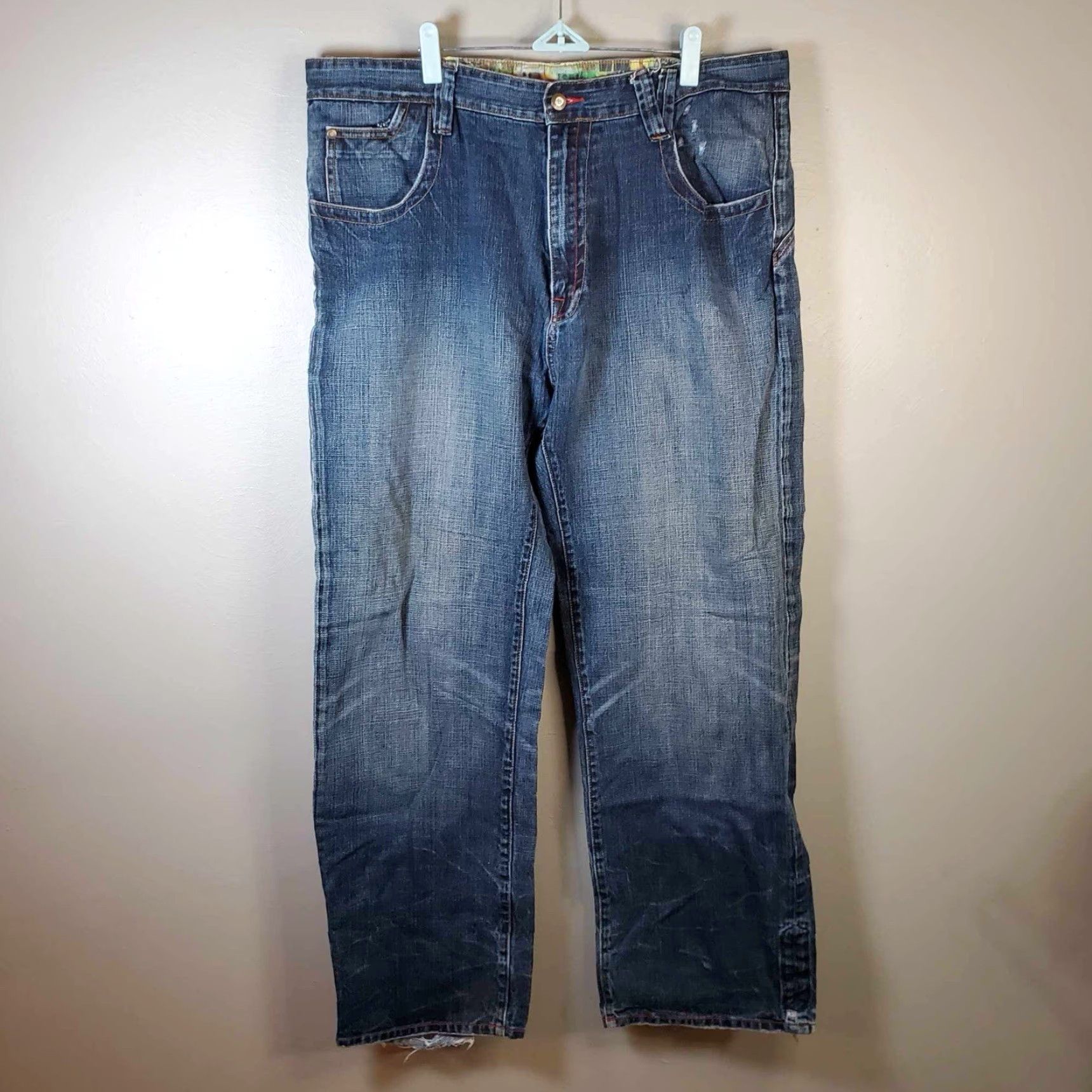 Vintage Silver Point Jeans Adult 40 x 32 Blue Grunge Distressed Embroidered Floral Y2K Mens Size US 40 / EU 56 - 3 Thumbnail