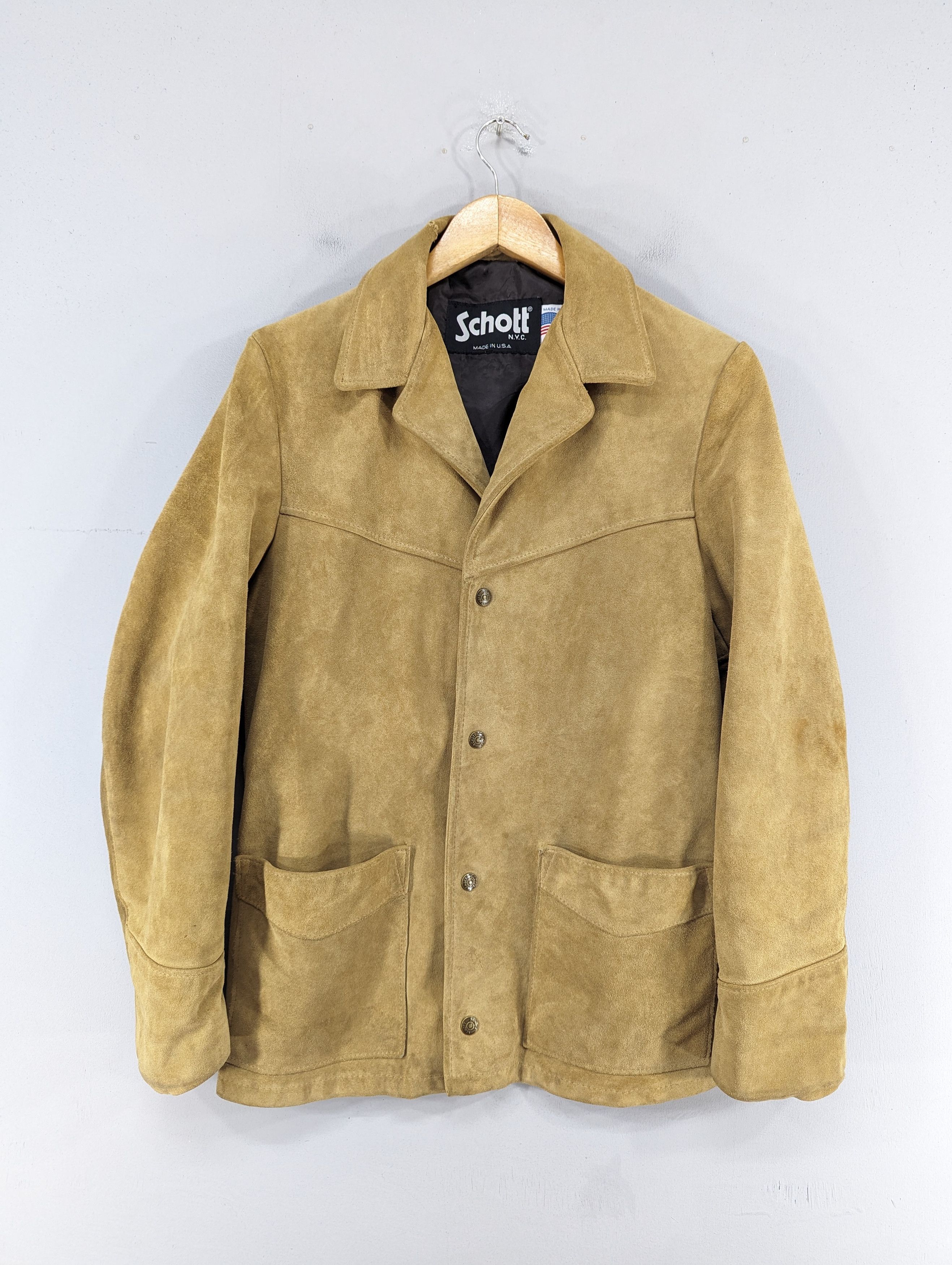 image of 80's Schott Nyc Suede Leather Jacket Size 36, Men's
