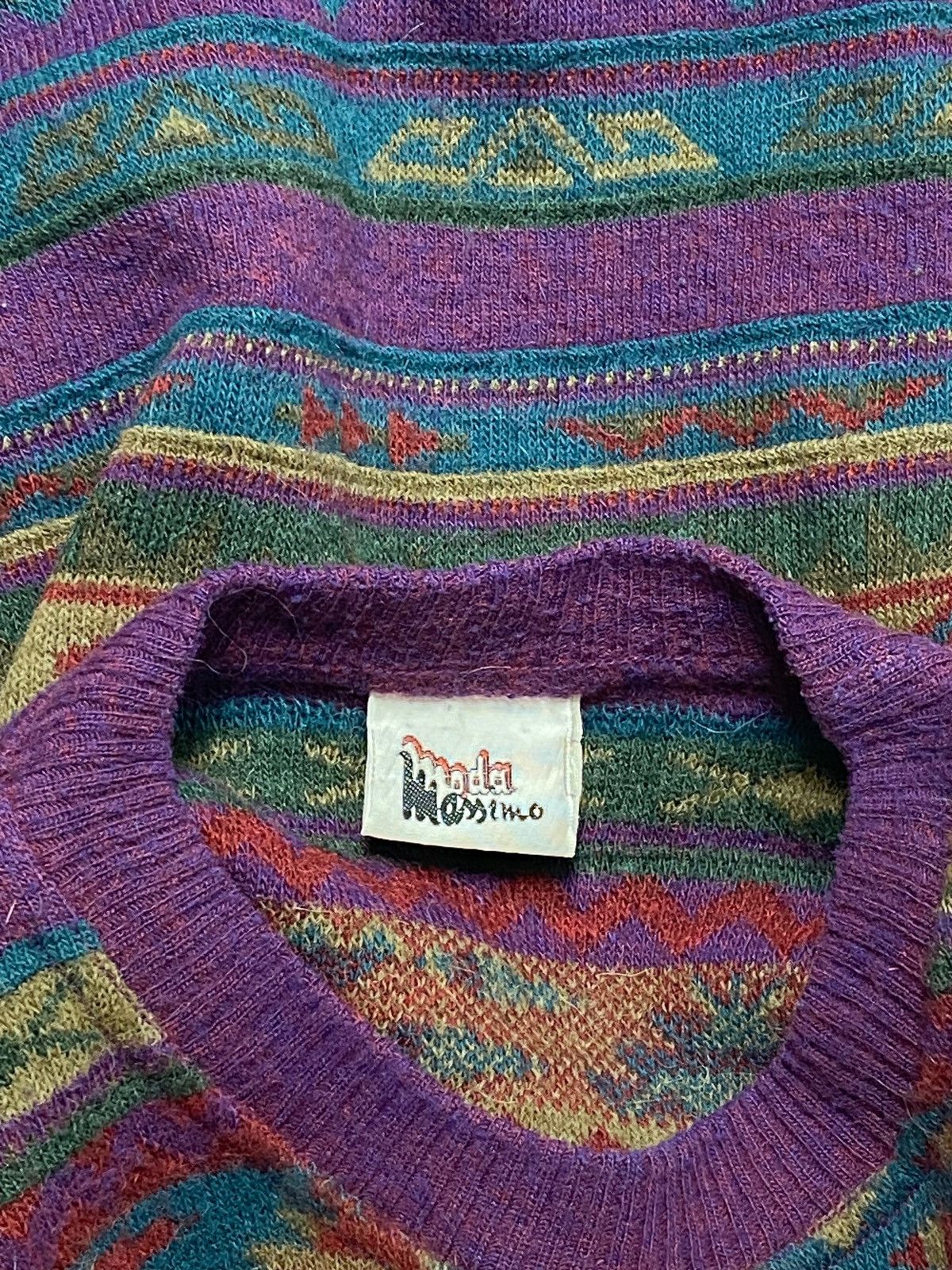 Vintage 90s Vintage MODA MASSIMO Multi Colour Wool Sweater Grunge Size US L / EU 52-54 / 3 - 4 Thumbnail