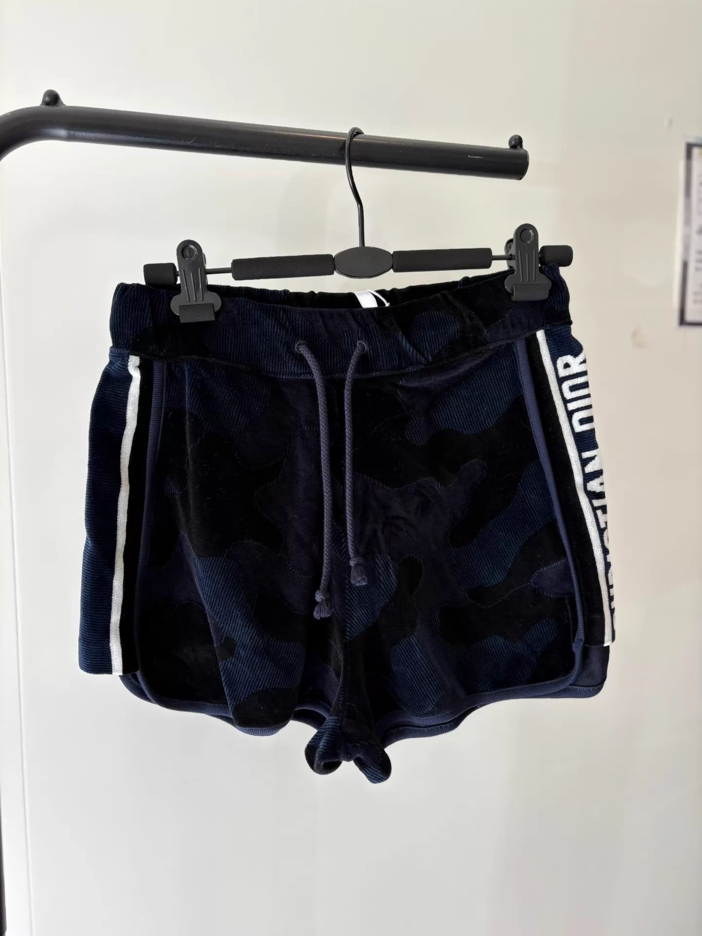 Dior Dior Navy Camo Velvet Elastic Waist Shorts S NWT Size 26" / US 2 / IT 38 - 1 Thumbnail