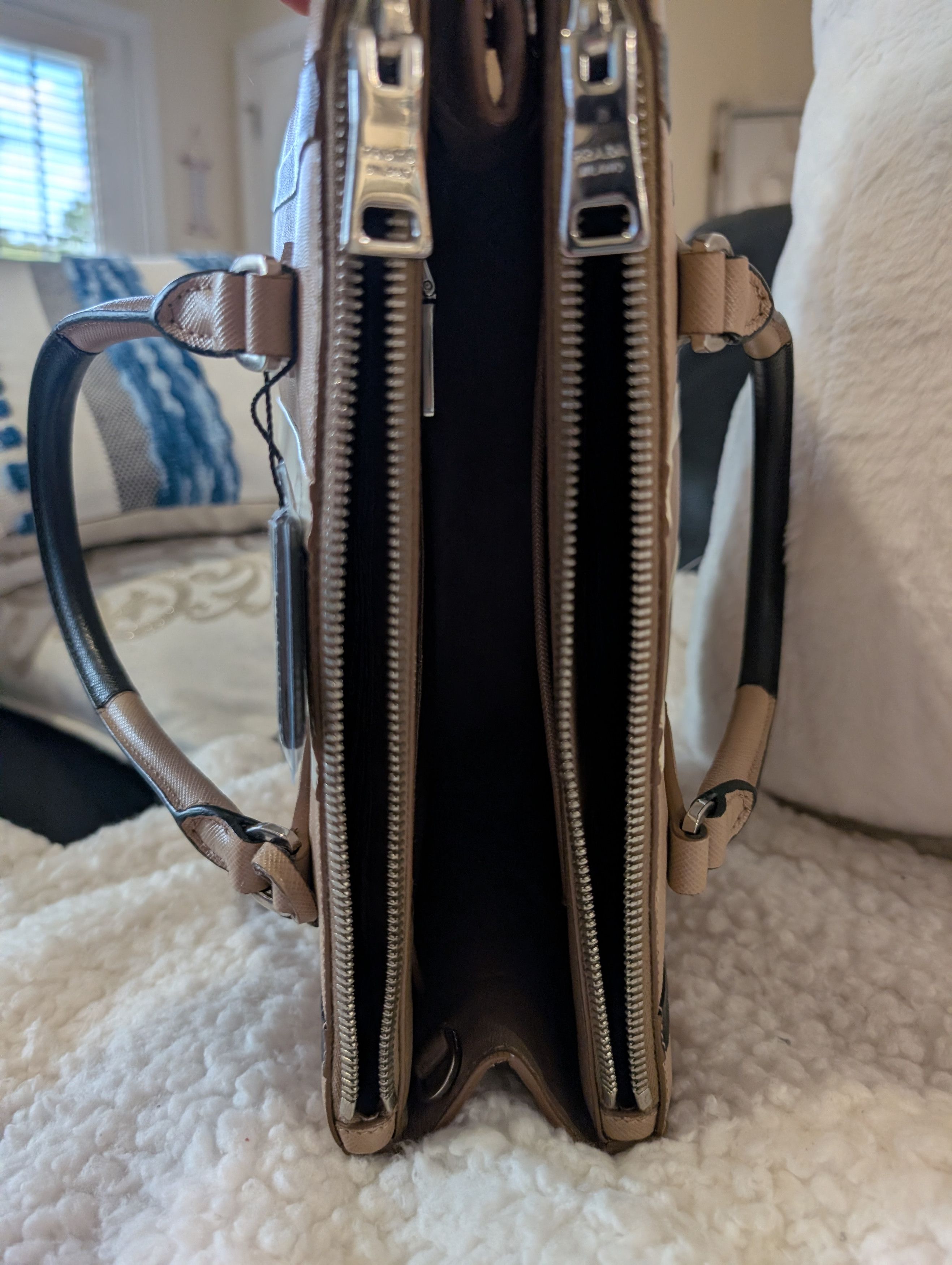 Prada PRADA tricolor stripe Saffiano Top Handle Satchel Size ONE SIZE - 10 Thumbnail