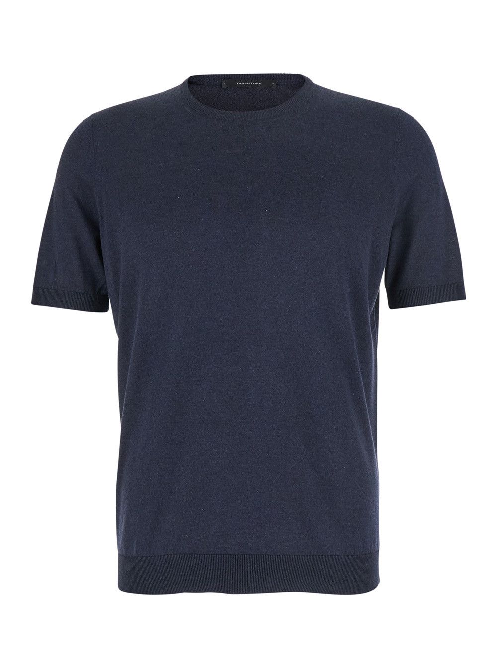 Tagliatore Blue Crewneck T-shirt with Ribbed Edges in Cotton Man Size US M / EU 48-50 / 2 - 1 Thumbnail