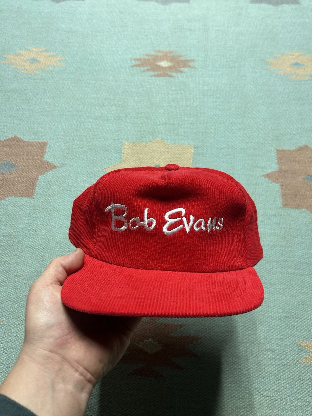 Vintage Vintage SnapBack hat corduroy bob Evans restaurant food red Size ONE SIZE - 2 Thumbnail