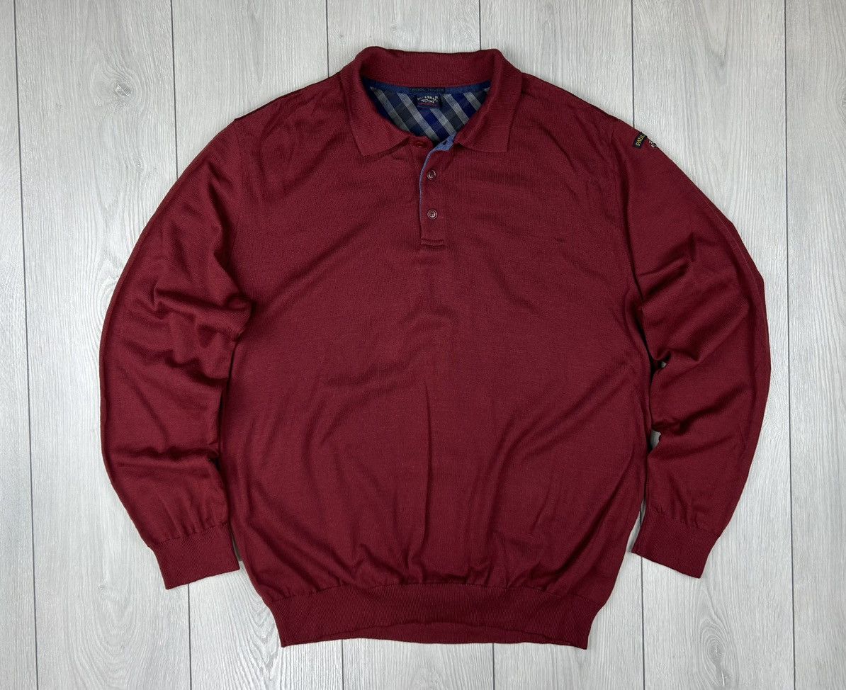 Paul & Shark × Vintage Paul & Shark Vintage Wool Burgundy Polo Long Sleeve Size XL Size US XL / EU 56 / 4 - 1 Thumbnail