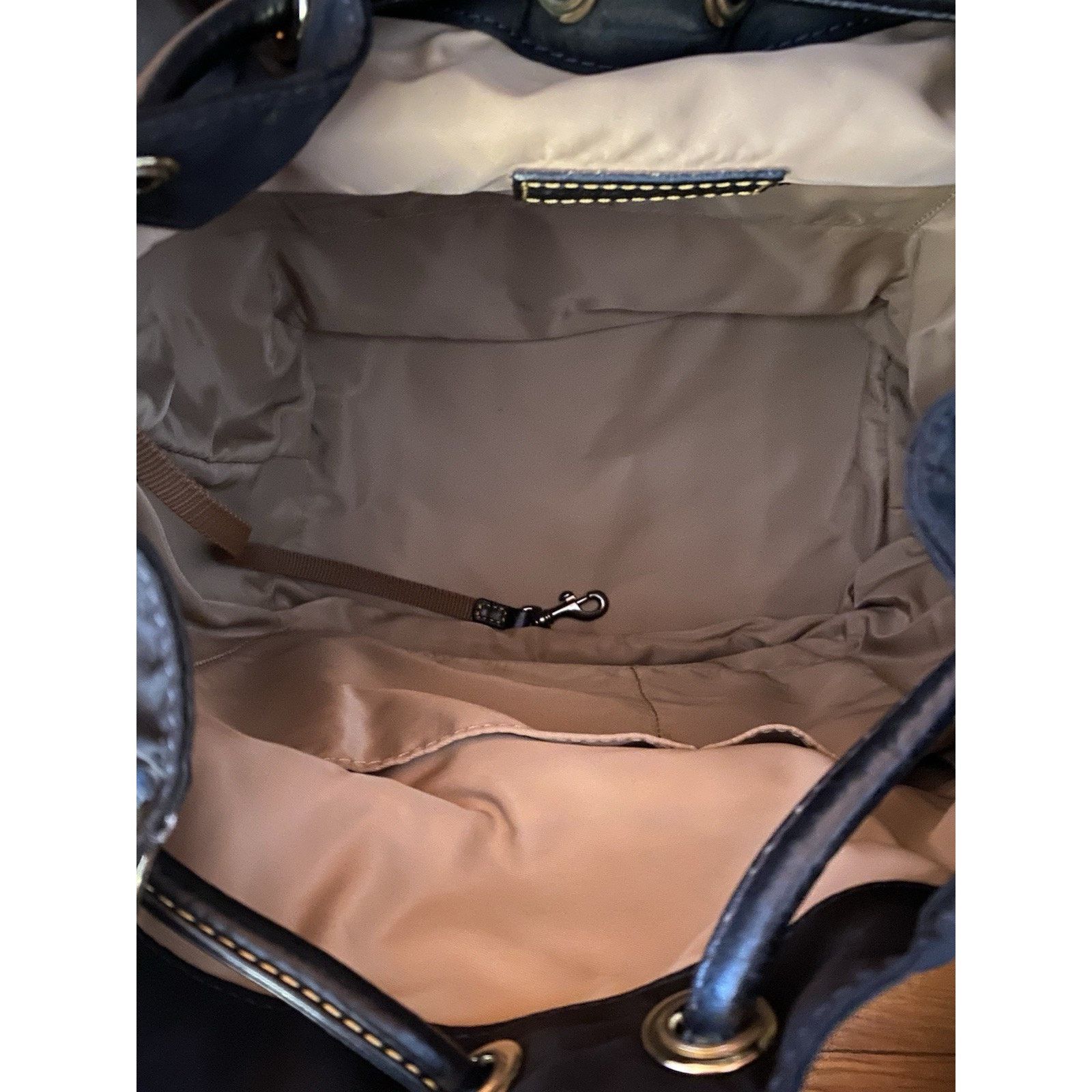 Dooney & Bourke Dooney & Bourke Blk Nylon Drawstring Backpack Leather Trim Size ONE SIZE - 8 Thumbnail