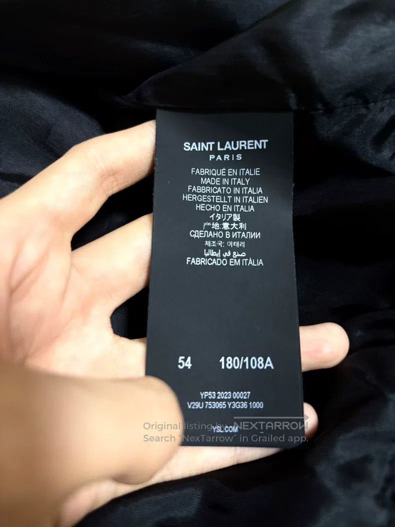 Saint Laurent Paris Saint Laurent Paris Stand collar silk slogan embroidery bl Size US L / EU 52-54 / 3 - 5 Thumbnail