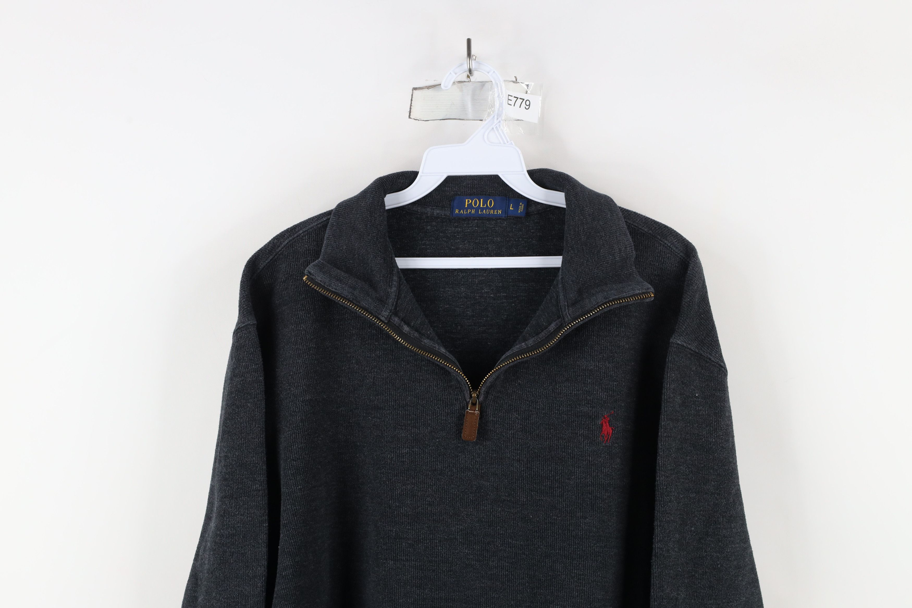 Ralph Lauren × Vintage Vintage Ralph Lauren Ribbed Knit Half Zip Sweater Gray Size US L / EU 52-54 / 3 - 2 Thumbnail