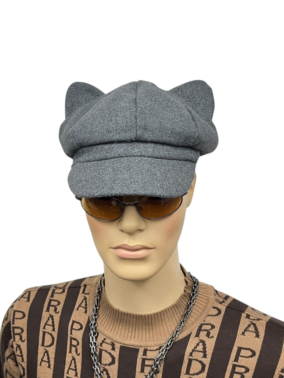 FYE🔥Vintage Japanese Cat Ear Newsboy Cap Gray Punk Grunge