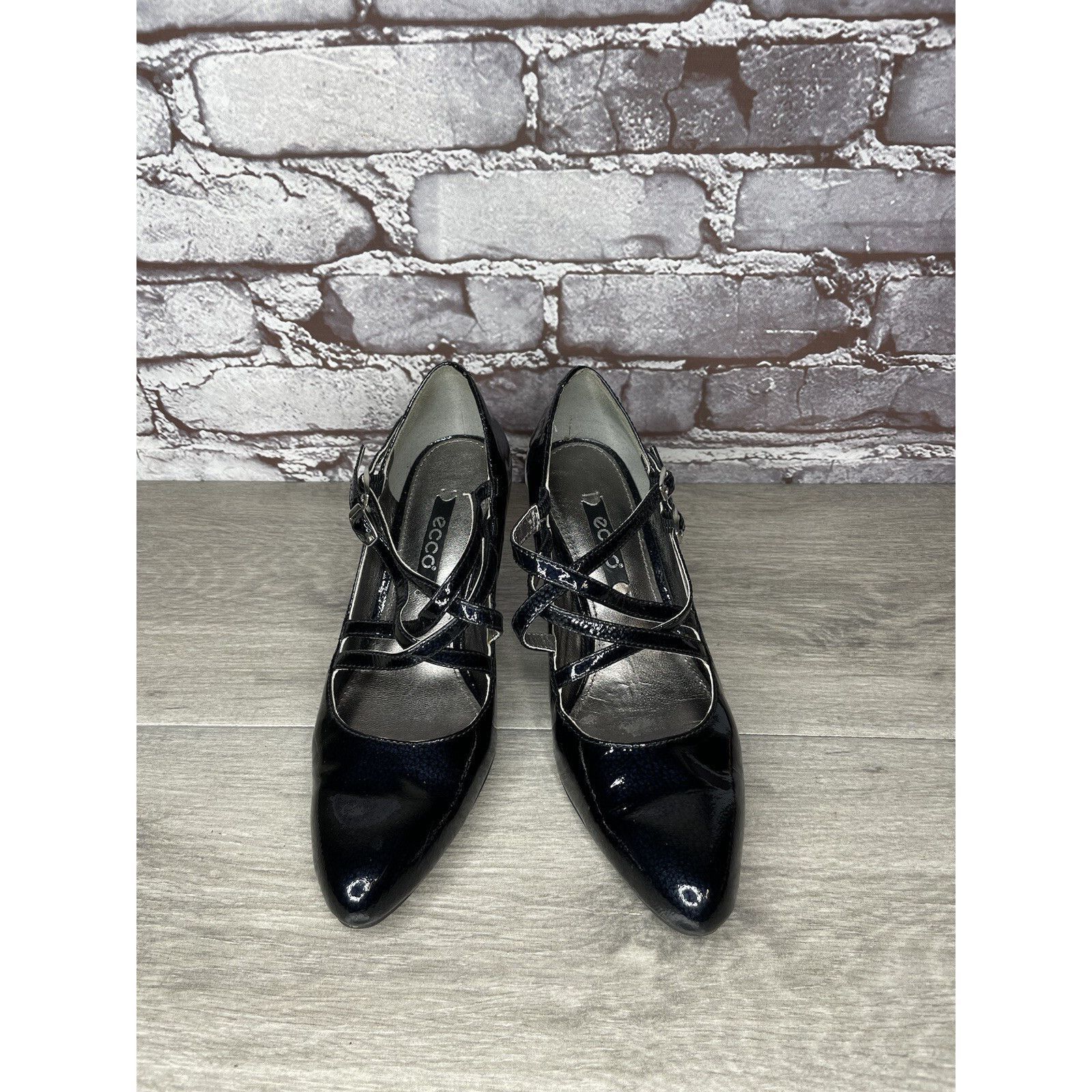 Ecco Ecco Navy Blue Patent Leather Mary Jane Strap Heels Shoes Wo Size US 5 / IT 35 - 17 Thumbnail