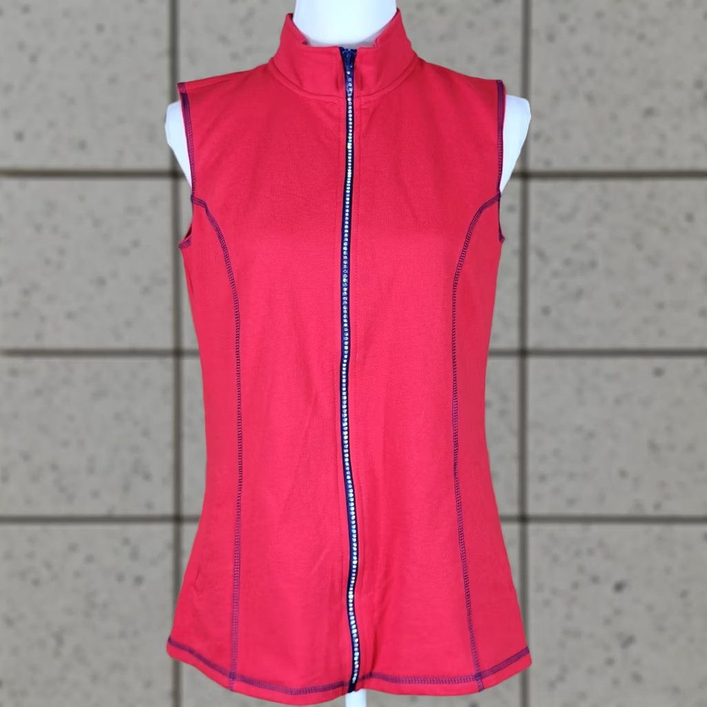 Quacker Factory Quacker Factory Vest Womens Size XS Red Full Zip Rhinestone Embellished Top Size XS / US 0-2 / IT 36-38 - 1 Thumbnail