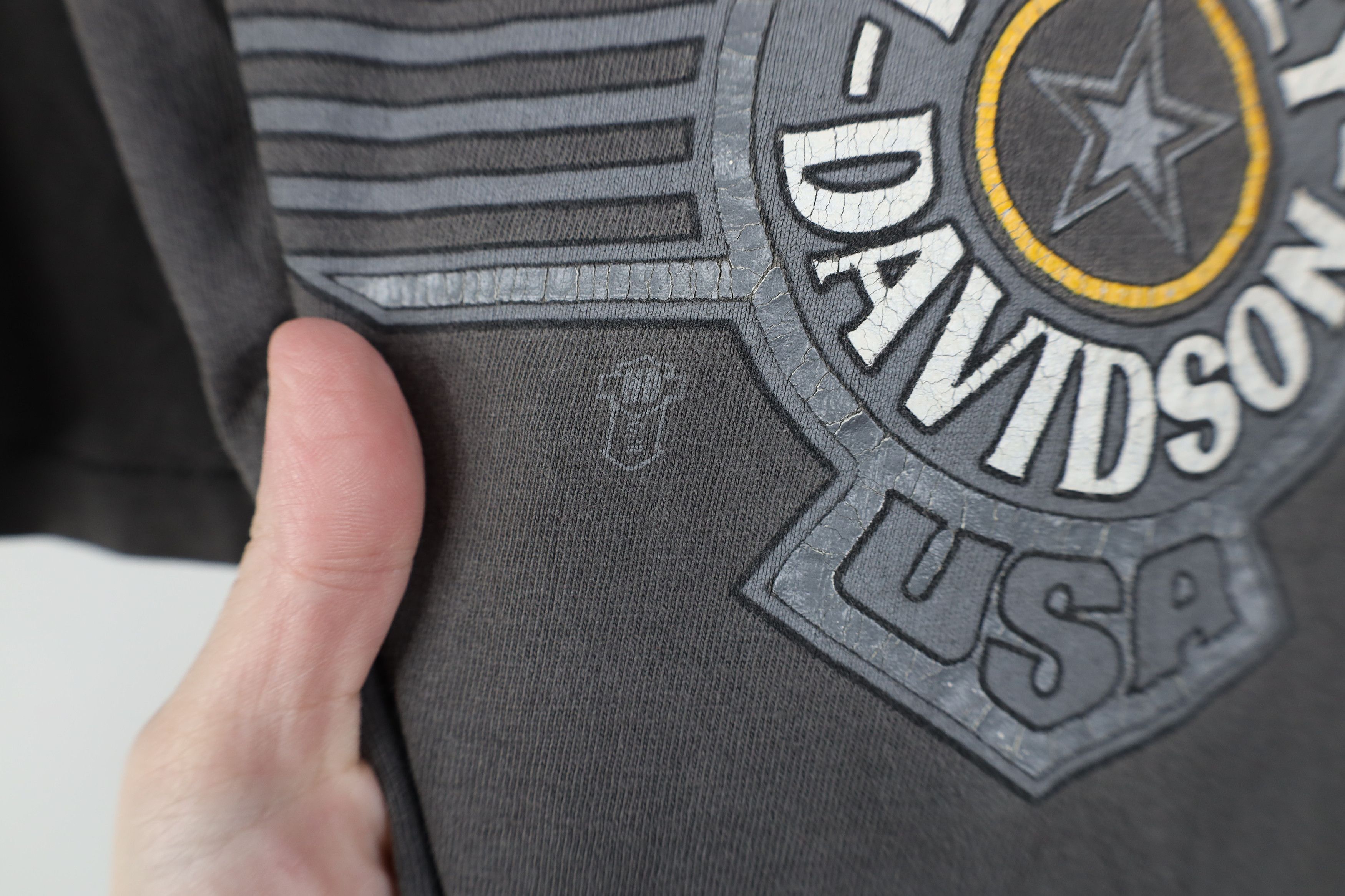 Harley Davidson Vintge 80s Harley Davidson Spell Motorcycle T-Shirt Gray USA Size US XL / EU 56 / 4 - 5 Thumbnail