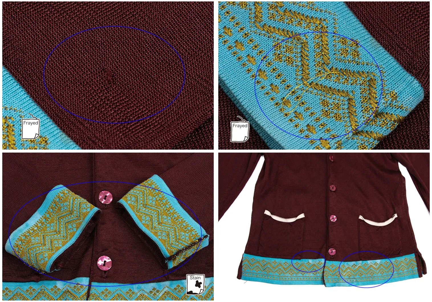 Jean Paul Gaultier Embroidered Panel Knit Cardigan in Bordeaux and Other Colors Size US M / EU 48-50 / 2 - 5 Thumbnail