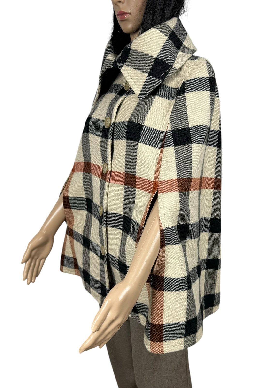 DAKS Daks London Plaid Wool-Cotton Cape Coat size UK10 IT42 Size M / US 6-8 / IT 42-44 - 5 Thumbnail