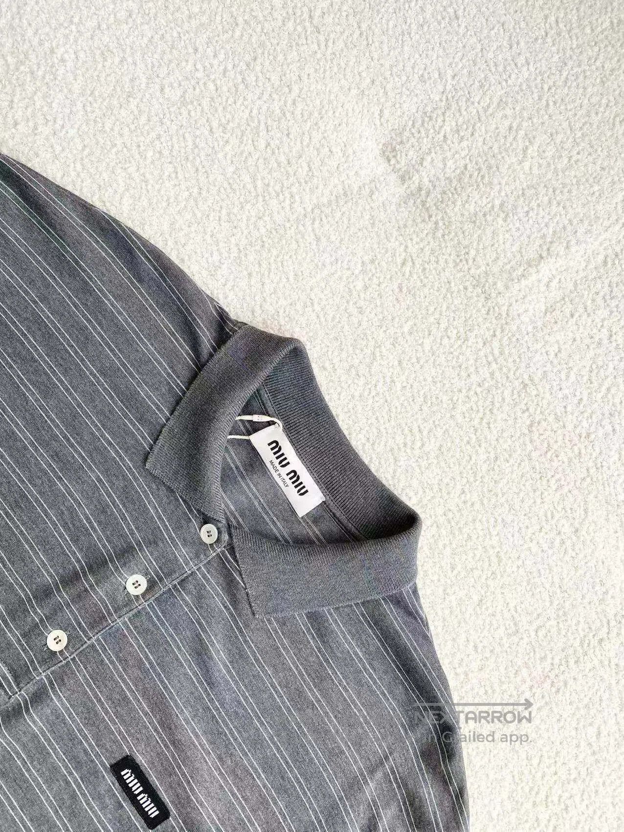 Miu Miu Miu Miu Chest logo monogram print striped long-sleeved pol Size XS / US 0-2 / IT 36-38 - 4 Thumbnail