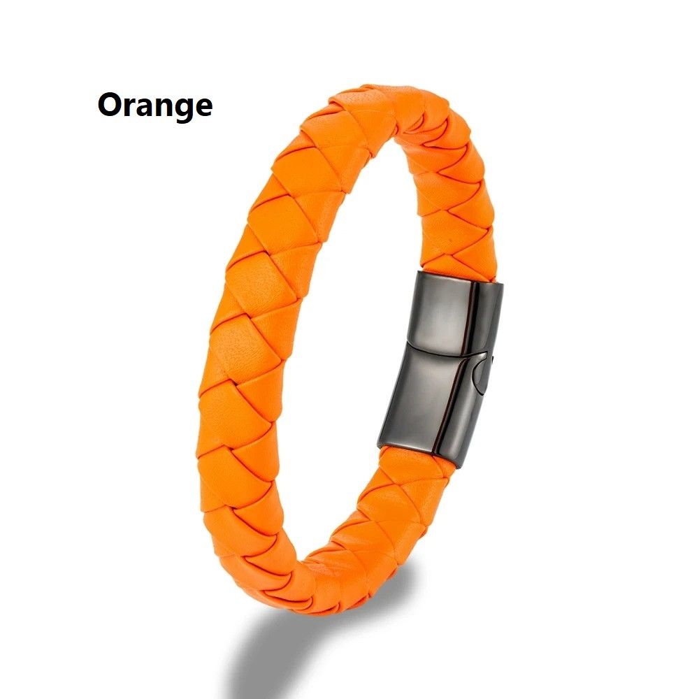 Other Braided Leather Bracelet Magnetic Buckle Cuff Gift For Him Size ONE SIZE - 14 Thumbnail