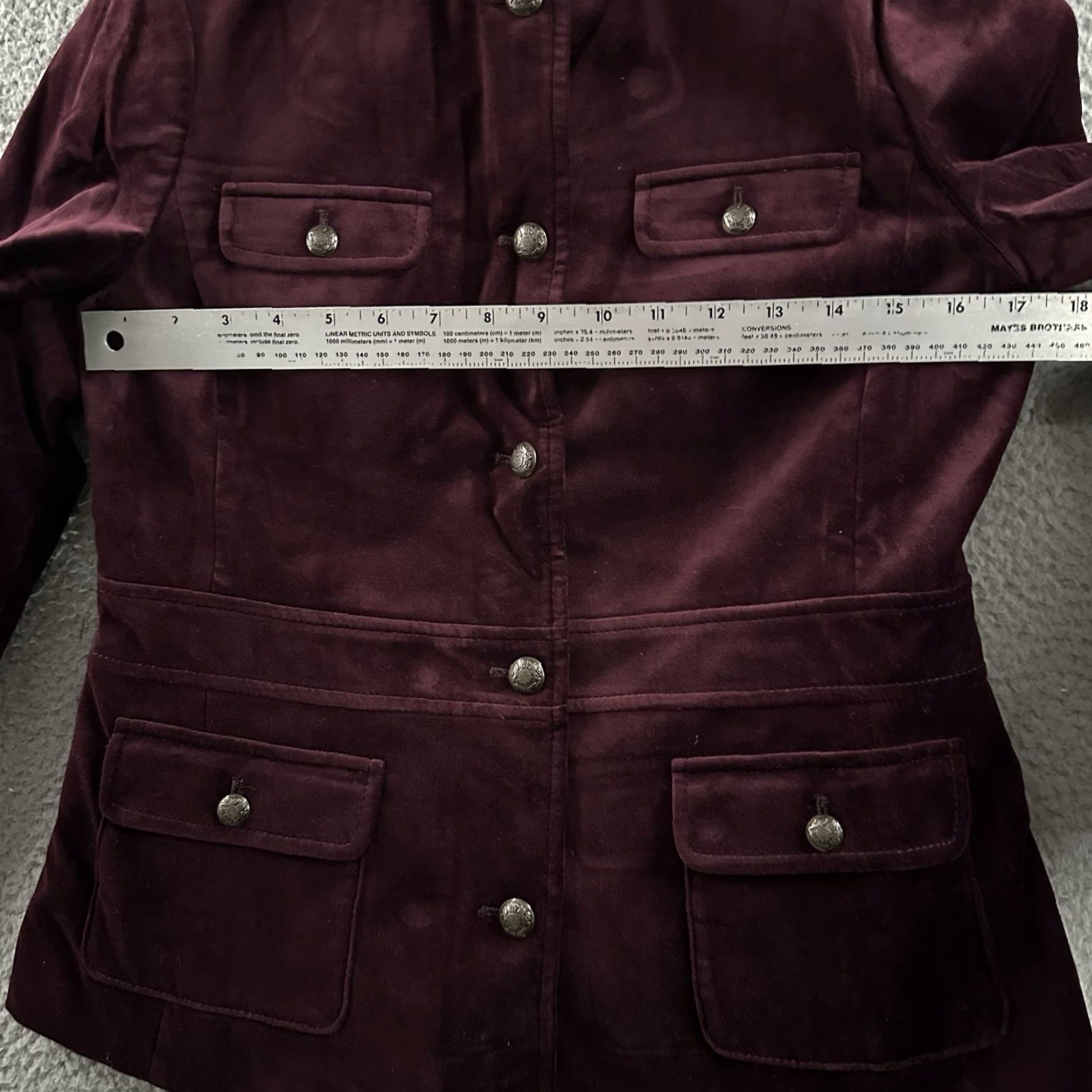 Talbots Talbots Blazer Burgundy 6P Petite Velvet Lined Cotton Military Style Women’s Jacket Lined Button A-Line Basic Jacket Size M / US 6-8 / IT 42-44 - 5 Thumbnail
