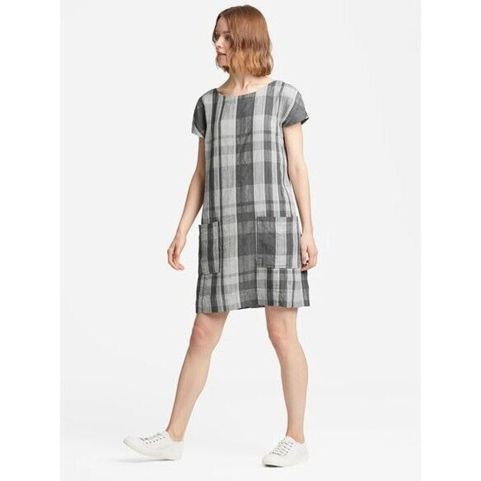 Eileen Fisher Eileen Fisher Womens Plaid Tunic Dress Size S Lagenlook Size S / US 4 / IT 40 - 1 Thumbnail