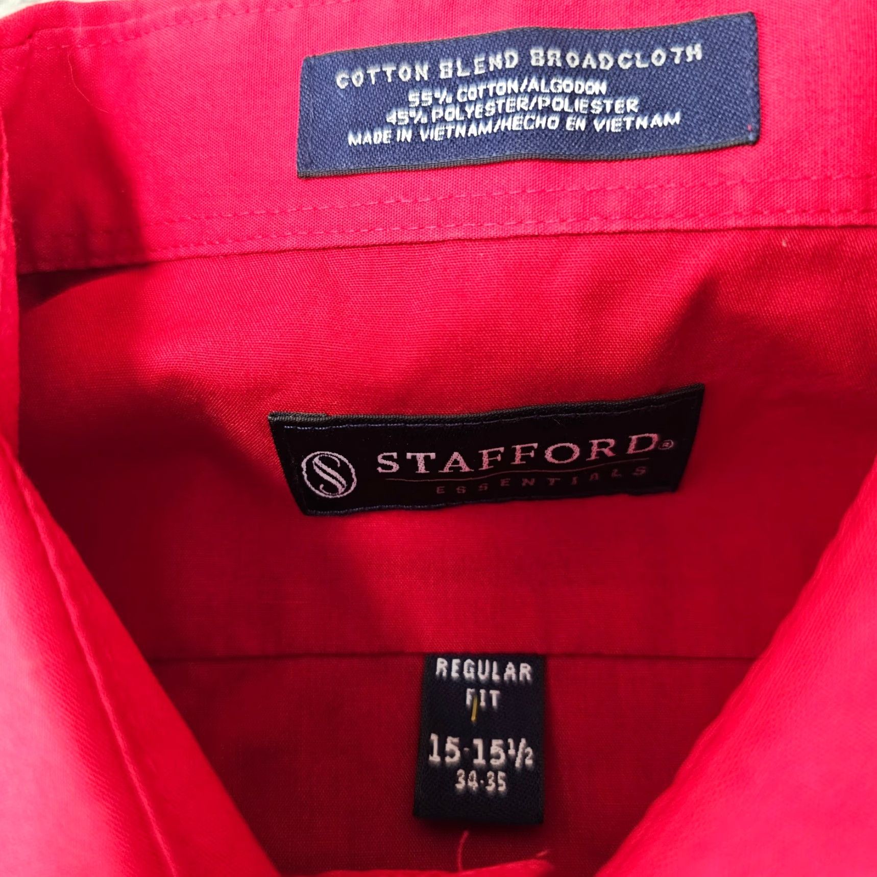 Stafford Stafford Dress Shirt Mens 15.5 34/35 Regular Red Cotton Blend Knit? Size 42R - 3 Thumbnail