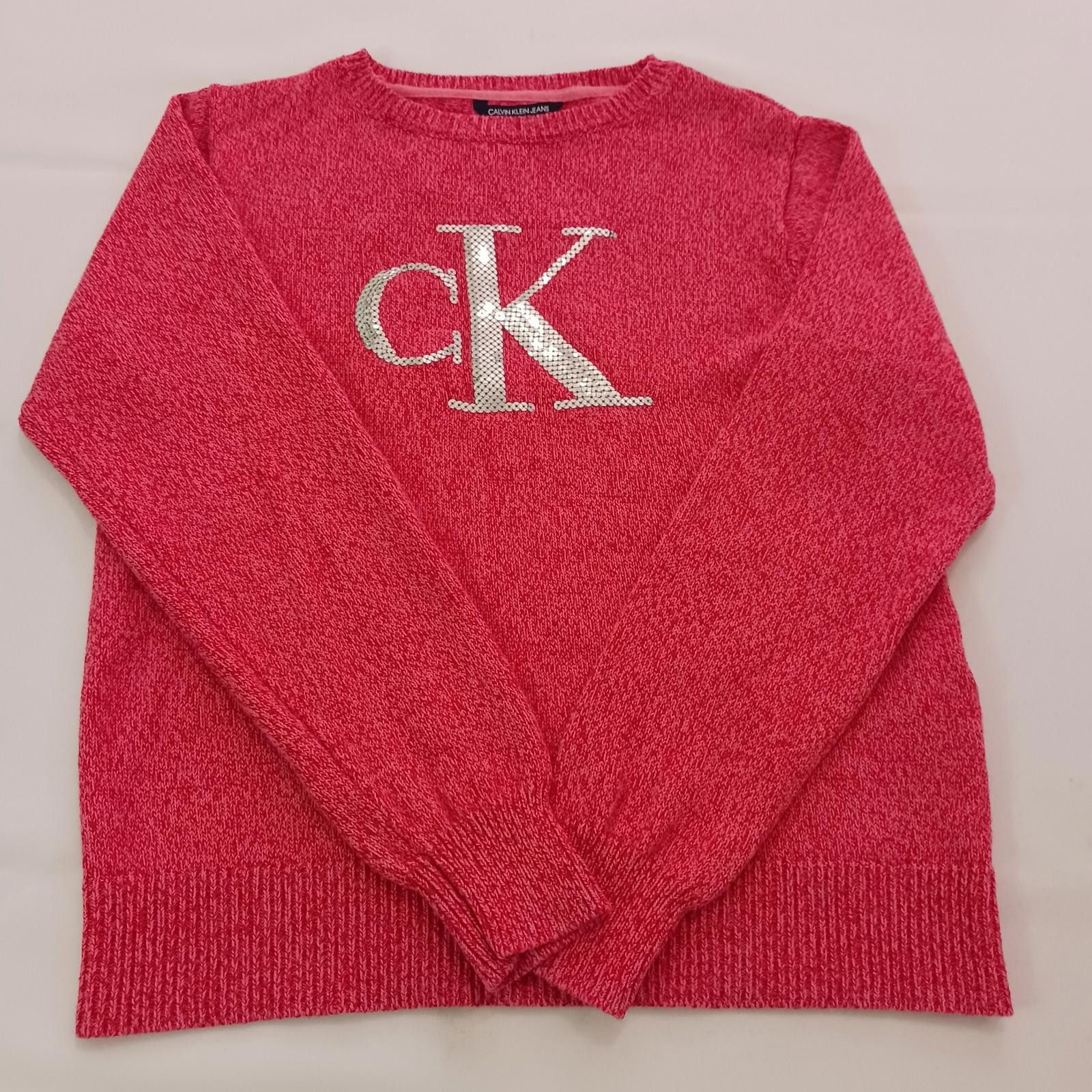 Designer Calvin Klein Jeans Women's Pink Cotton Logo Sweater L(12/14) Size L / US 10 / IT 46 - 11 Thumbnail