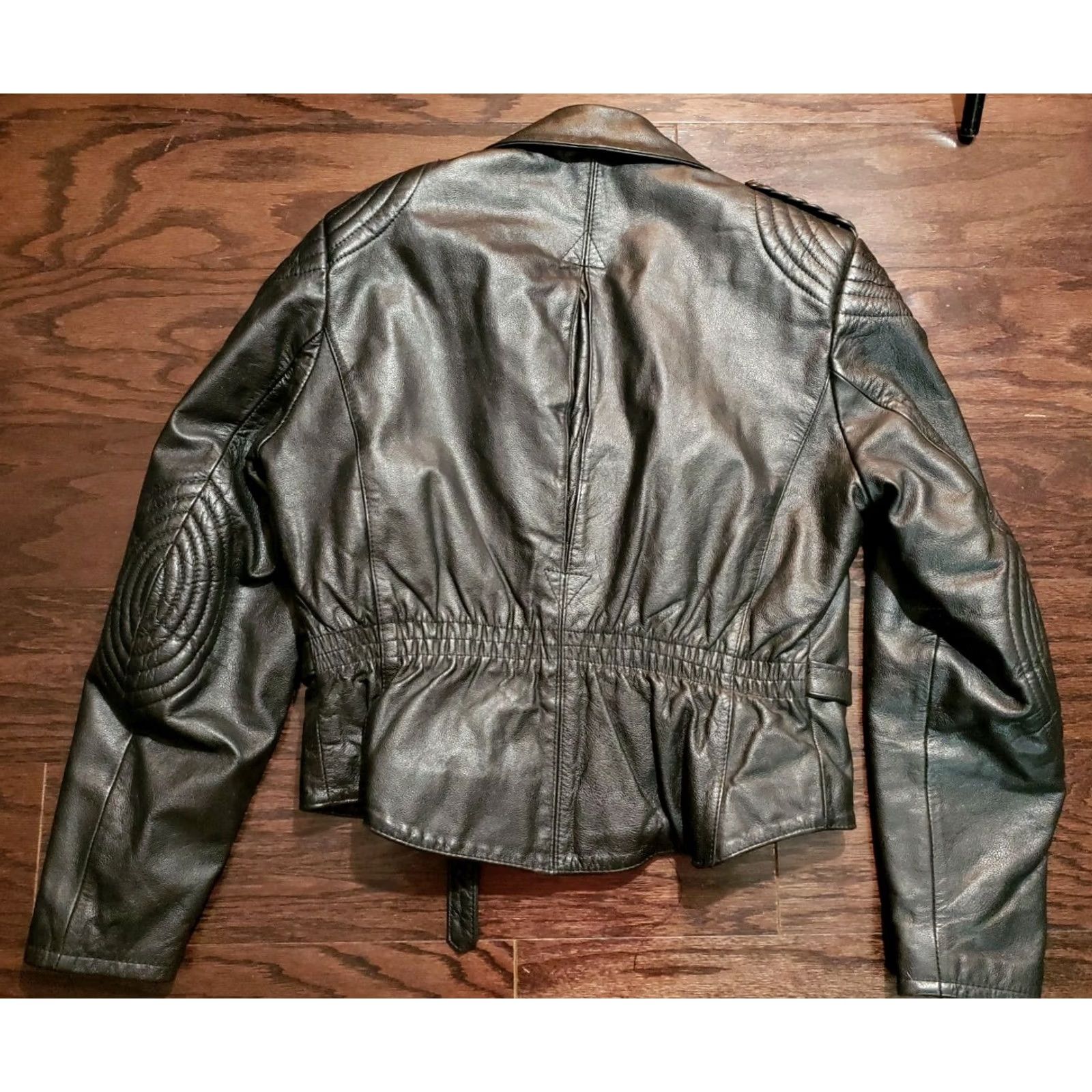 Ben Sherman VINTAGE Bermans Leather Bomber Jacket Women's 12 Black Cafe Racer Motorcycle Style Bomber Jacket Womens Size XL / US 12-14 / IT 48-50 - 2 Thumbnail
