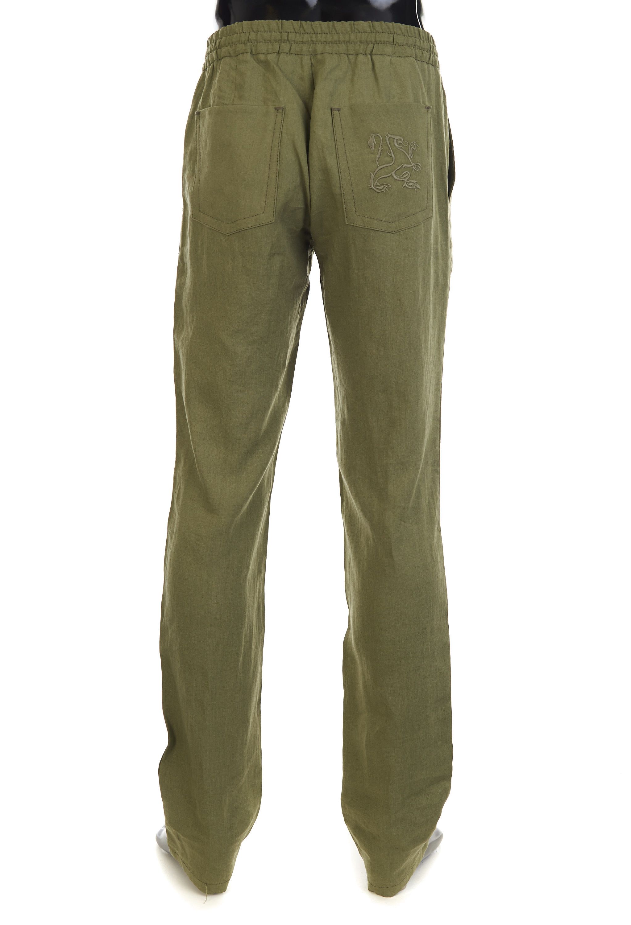Zilli Thyme Green Casual Elastic Drawstring Linen Pants Size US 30 / EU 46 - 3 Thumbnail