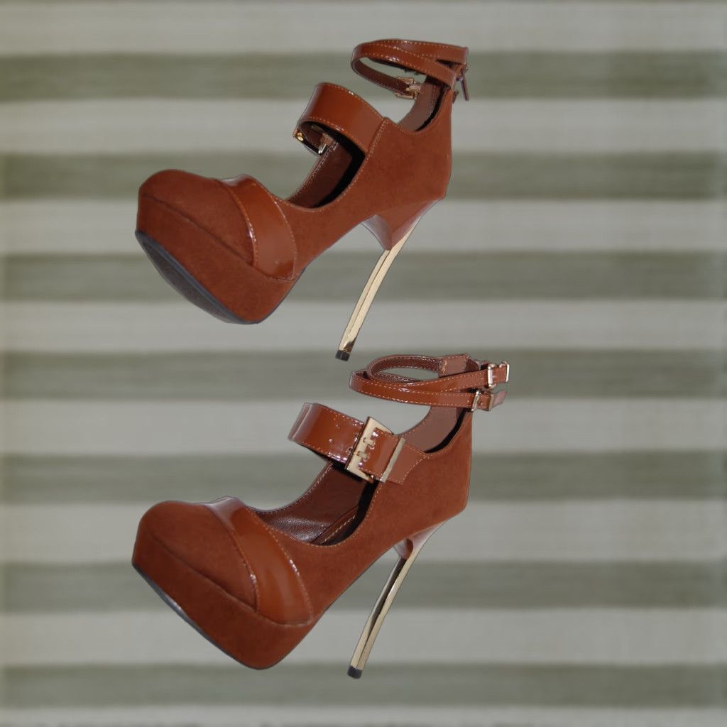 VINTAGE Womens BROWN STILETTO PLATFORM PUMPS 5.5