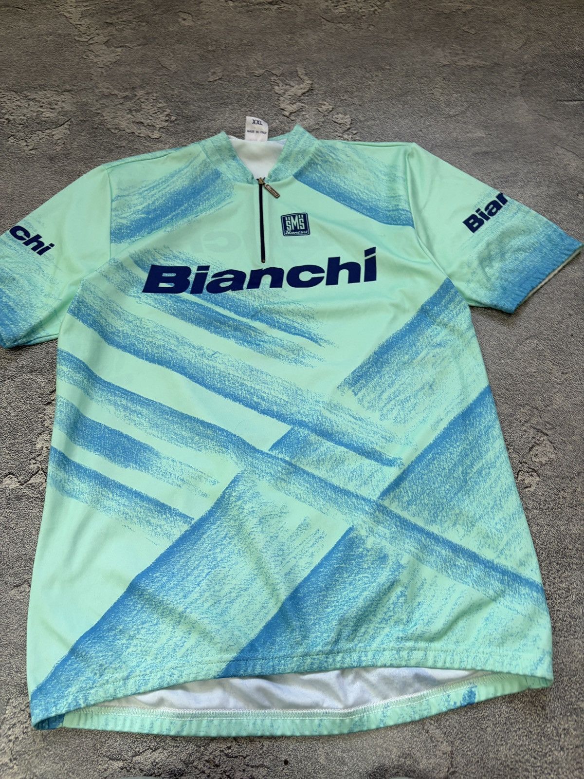 Vintage Vintage Santini Bianchi Cycling Jersey Celeste Italy XXL Size US XXL / EU 58 / 5 - 7 Thumbnail