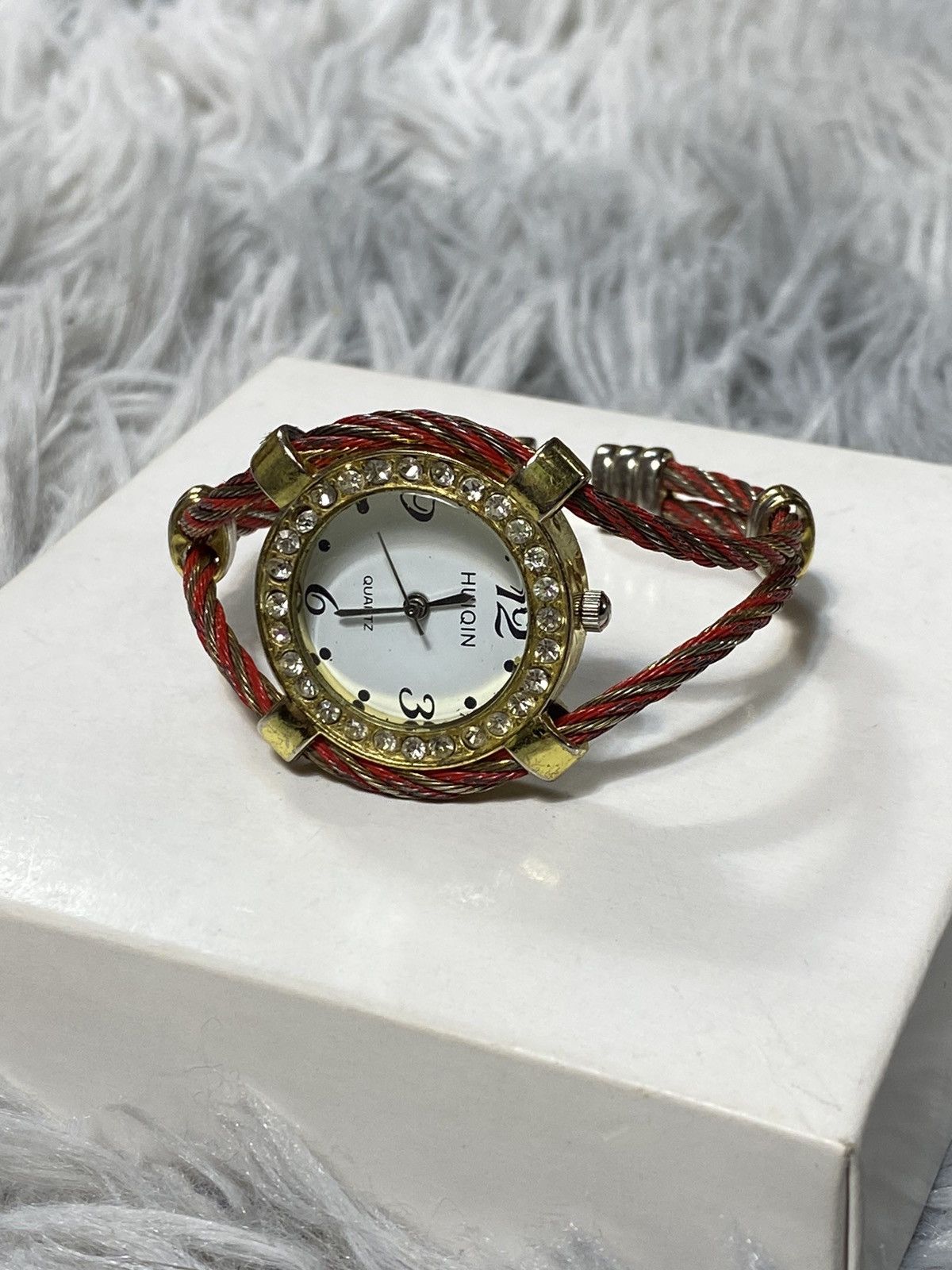 Jewelry Red & Gold Cable Bracelet Watch - Japanese Brand Size ONE SIZE - 1 Thumbnail