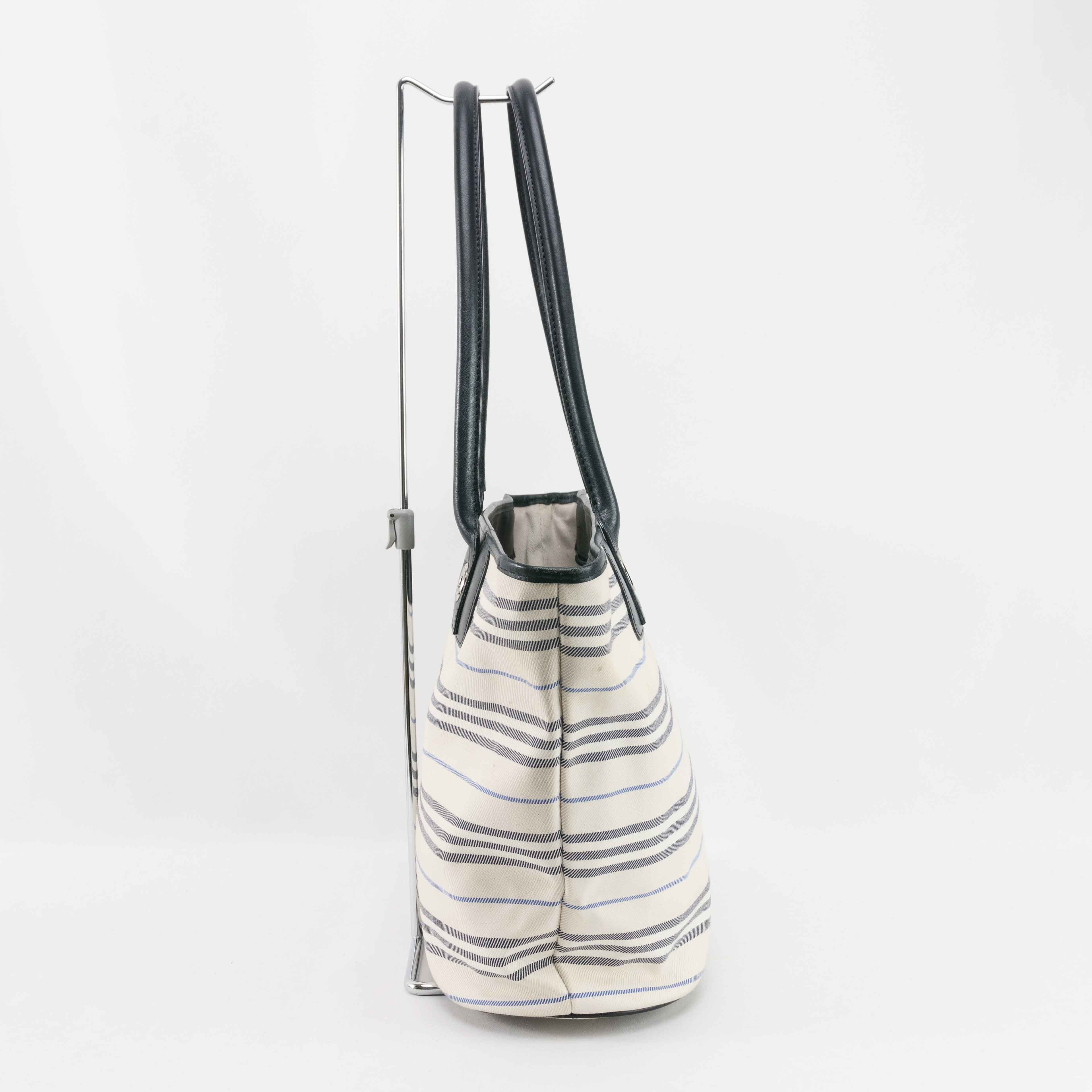 Burberry Burberry Striped Canvas Leather Tote Bag Size ONE SIZE - 4 Thumbnail