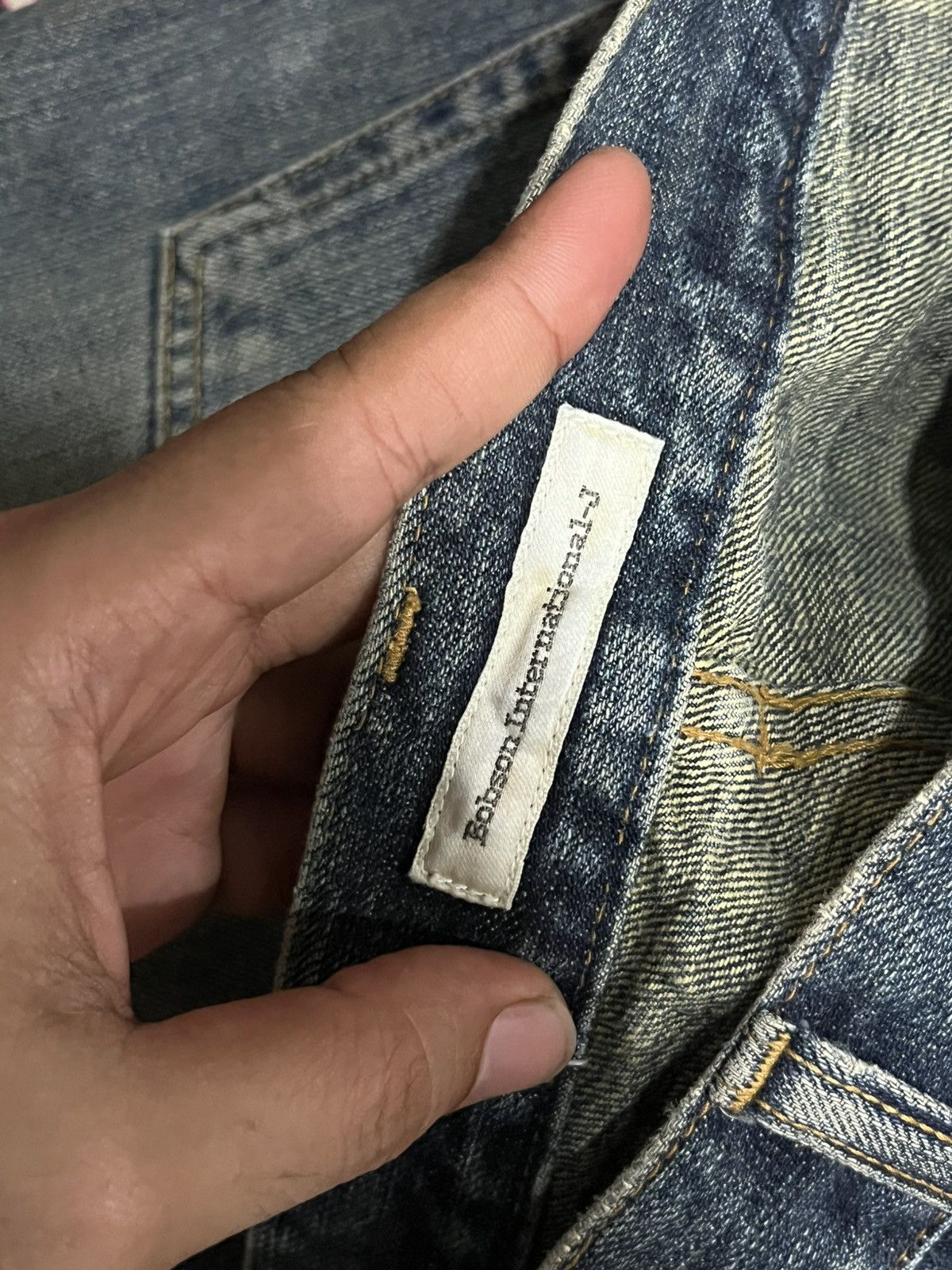 No Faith Studios Japanese Brand Bobson Double Waist Blue Washed Jeans Size US 33 - 15 Thumbnail