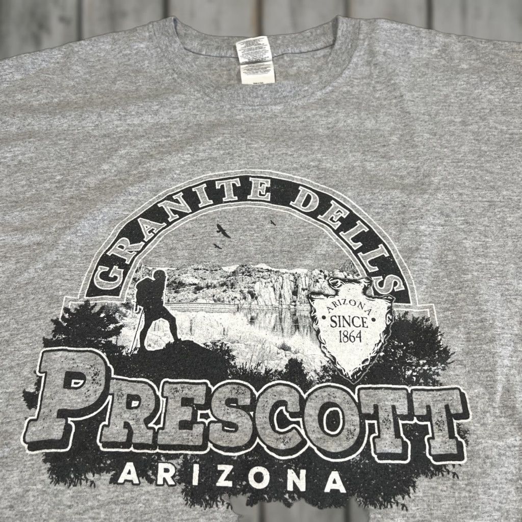 Gildan VINTAGE Granite Dells Prescott Arizona T Shirt Large Grey 1990s Hiking Lake Gildan Short Sleeve Mens Large Grey/Gray Clothing Graphic Tee Size US L / EU 52-54 / 3 - 1 Thumbnail